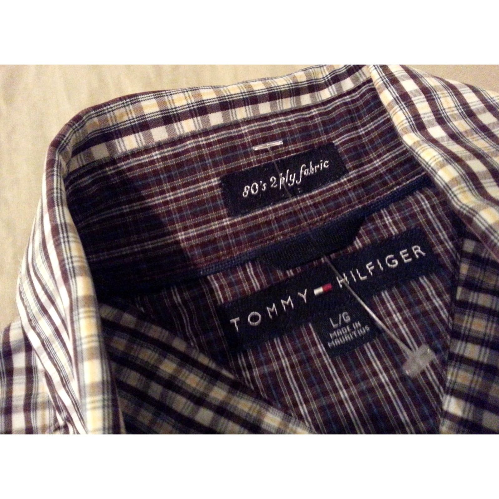 Tommy Hilfiger Mens Tommy Hilfiger Dress Shirt L Large Cotton Long Sleeve Multicolor Button Shirt Mens Size 42R - 3 Thumbnail