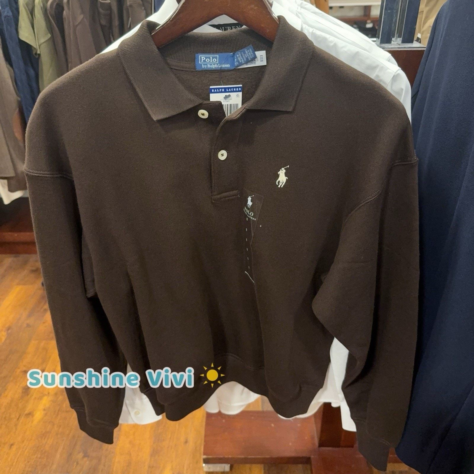 Polo Ralph Lauren NWT Ralph Lauren Woman Fleece Long-Sleeve Sweatshirt Brown Size US S / EU 44-46 / 1 - 1 Thumbnail