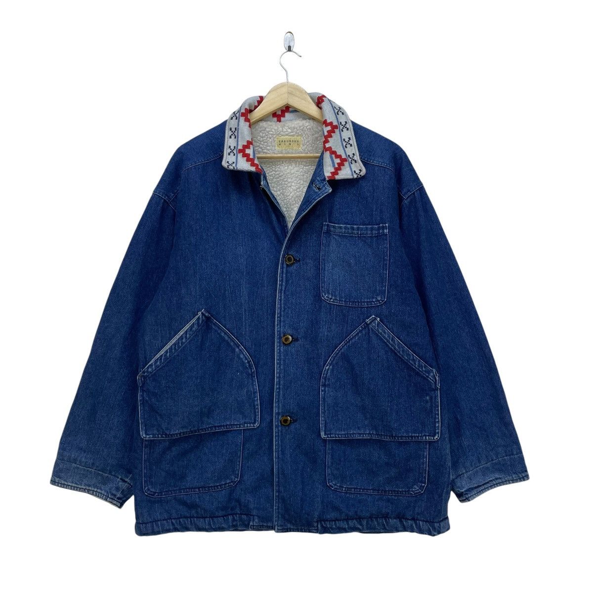 45rpm × Indigo × Japanese Brand 💥Saburoku Mens Shearling Hunting Indigo Denim Jacket Size US L / EU 52-54 / 3 - 2 Thumbnail