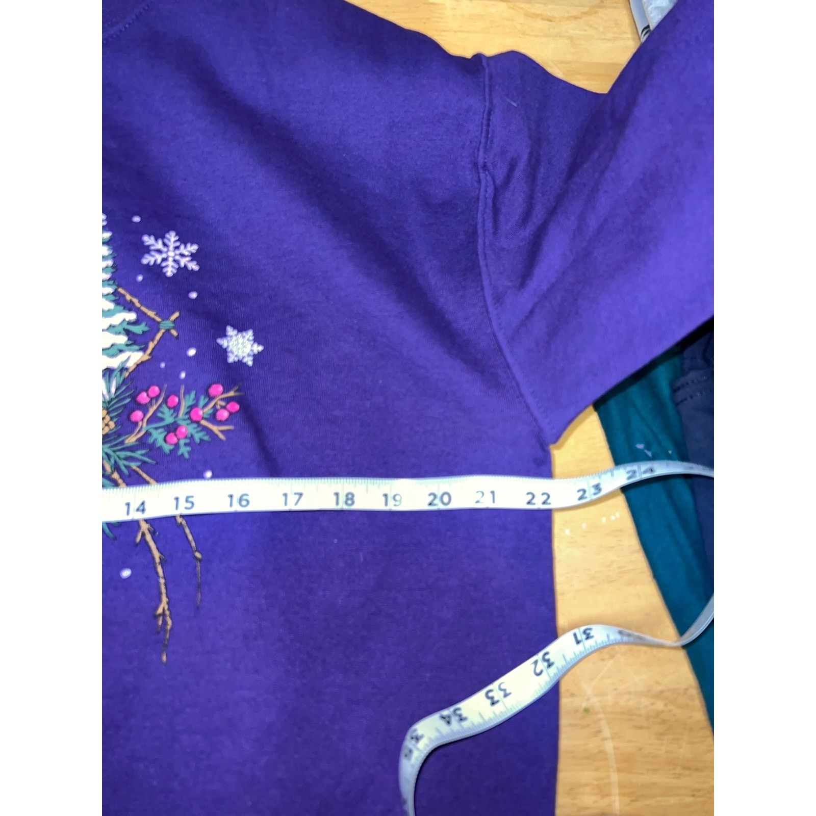 Jerzees Vintage Washington Sweatshirt Purple Winter Tree Cabin 90s L Size US L / EU 52-54 / 3 - 7 Thumbnail