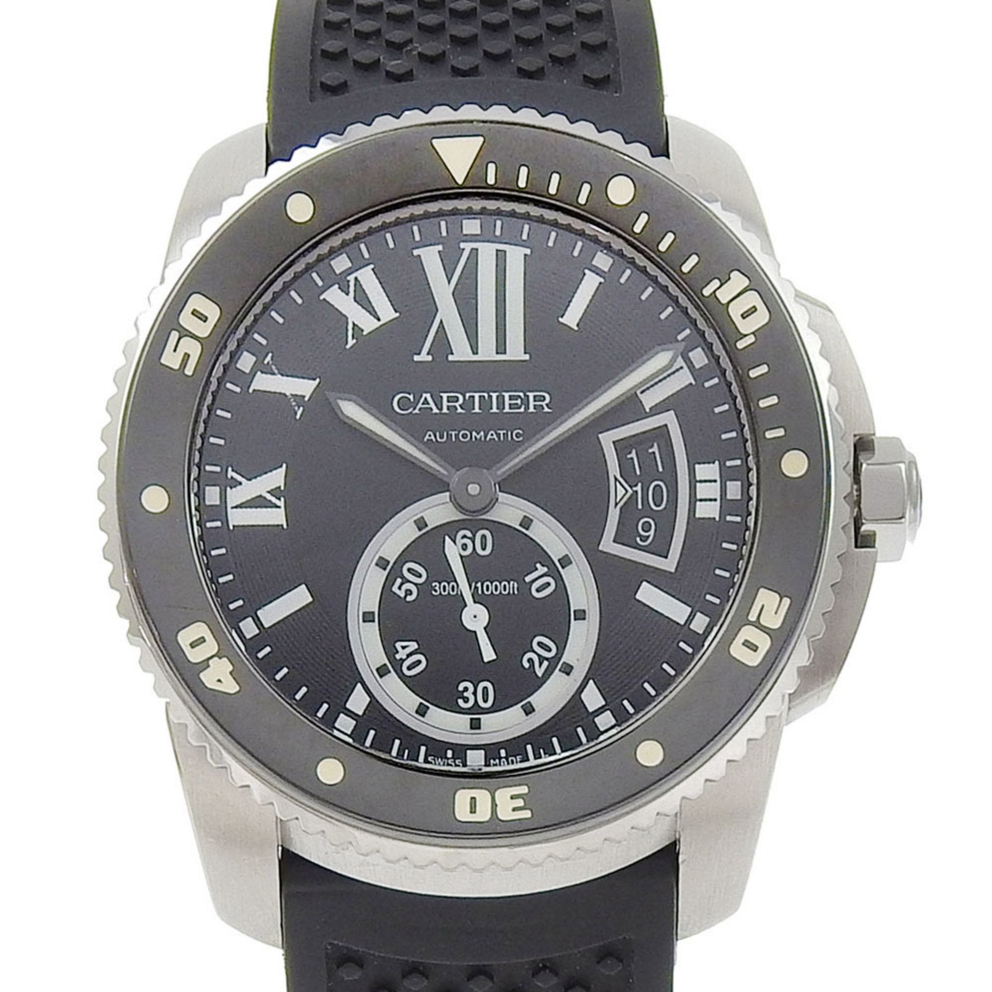 Cartier CARTIER Caliber Diver Wristwatch W7100056 Stainless Steel x Rubber Automatic Black Dial Men's Size ONE SIZE - 1 Thumbnail