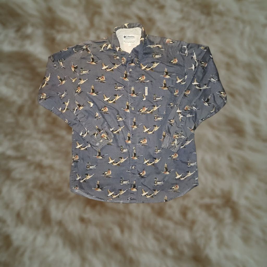 Vintage Columbia Button-Down Shirt Men L Long Sleeve Blue Ducks Gingham AOP” Size US L / EU 52-54 / 3 - 1 Thumbnail