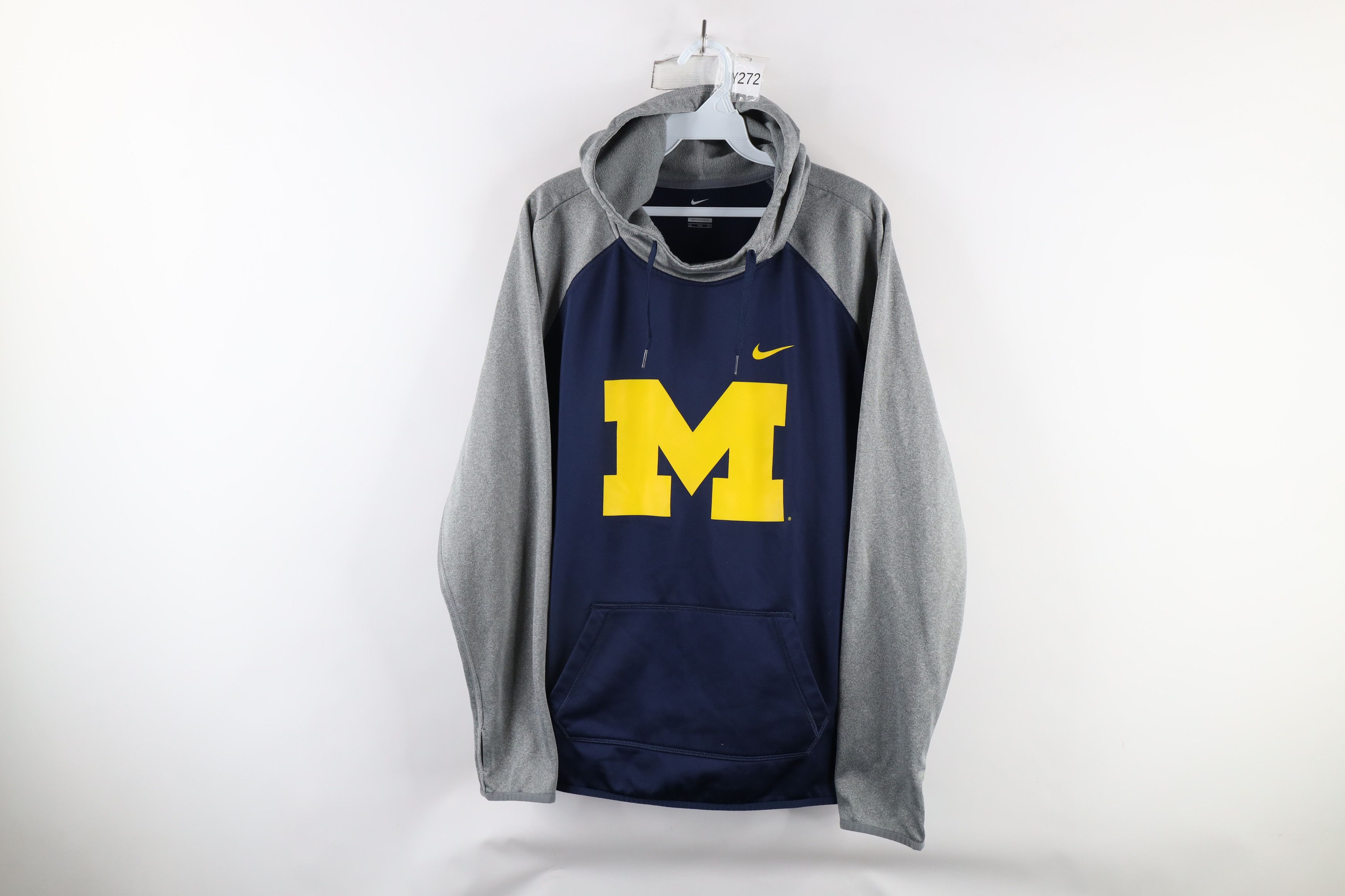 Nike × Vintage Nike Block M University of Michigan Hoodie Sweatshirt Blue Size XXL / US 16-18 / IT 52-54 - 1 Thumbnail