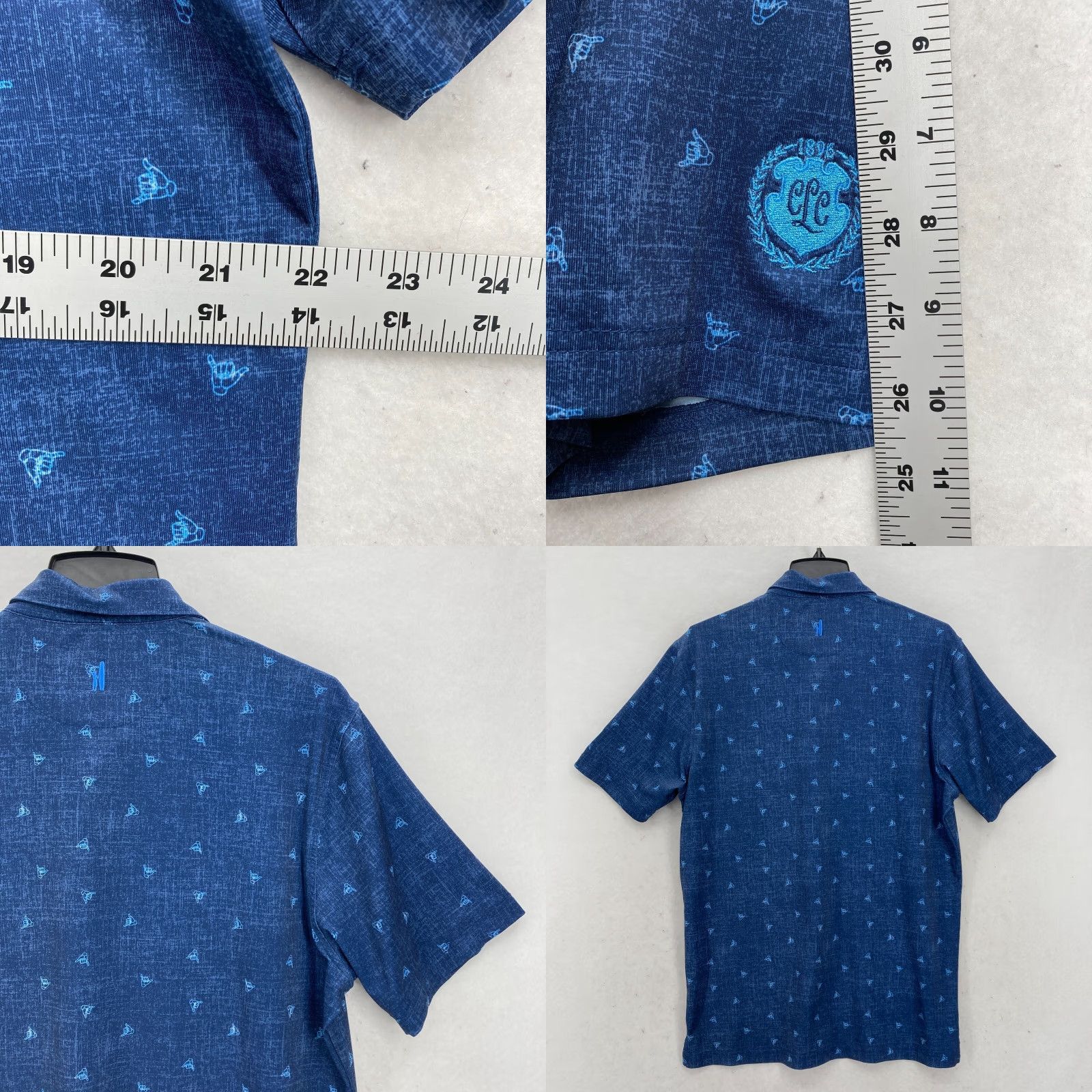 johnnie-O johnnie-O Shaka Printed Golf Polo Shirt Mens Medium Blue Performance Stretch Polo Size US M / EU 48-50 / 2 - 8 Thumbnail