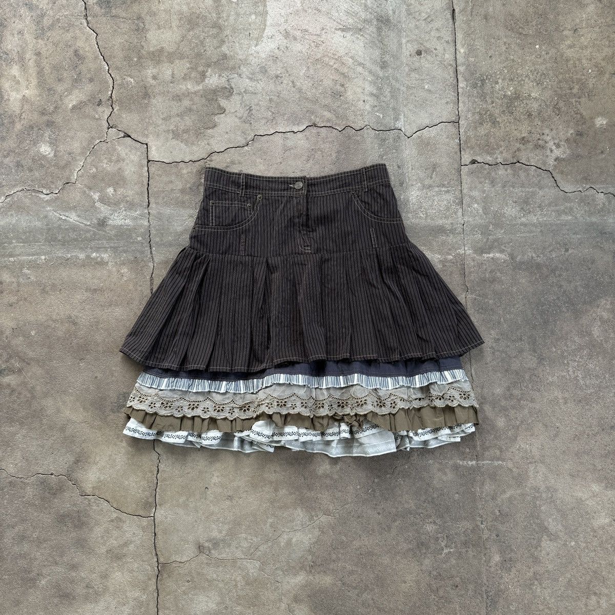 Vintage Tricot Chic Italy Brown Midi Skirt Size 28" / US 6 / IT 42 - 1 Thumbnail