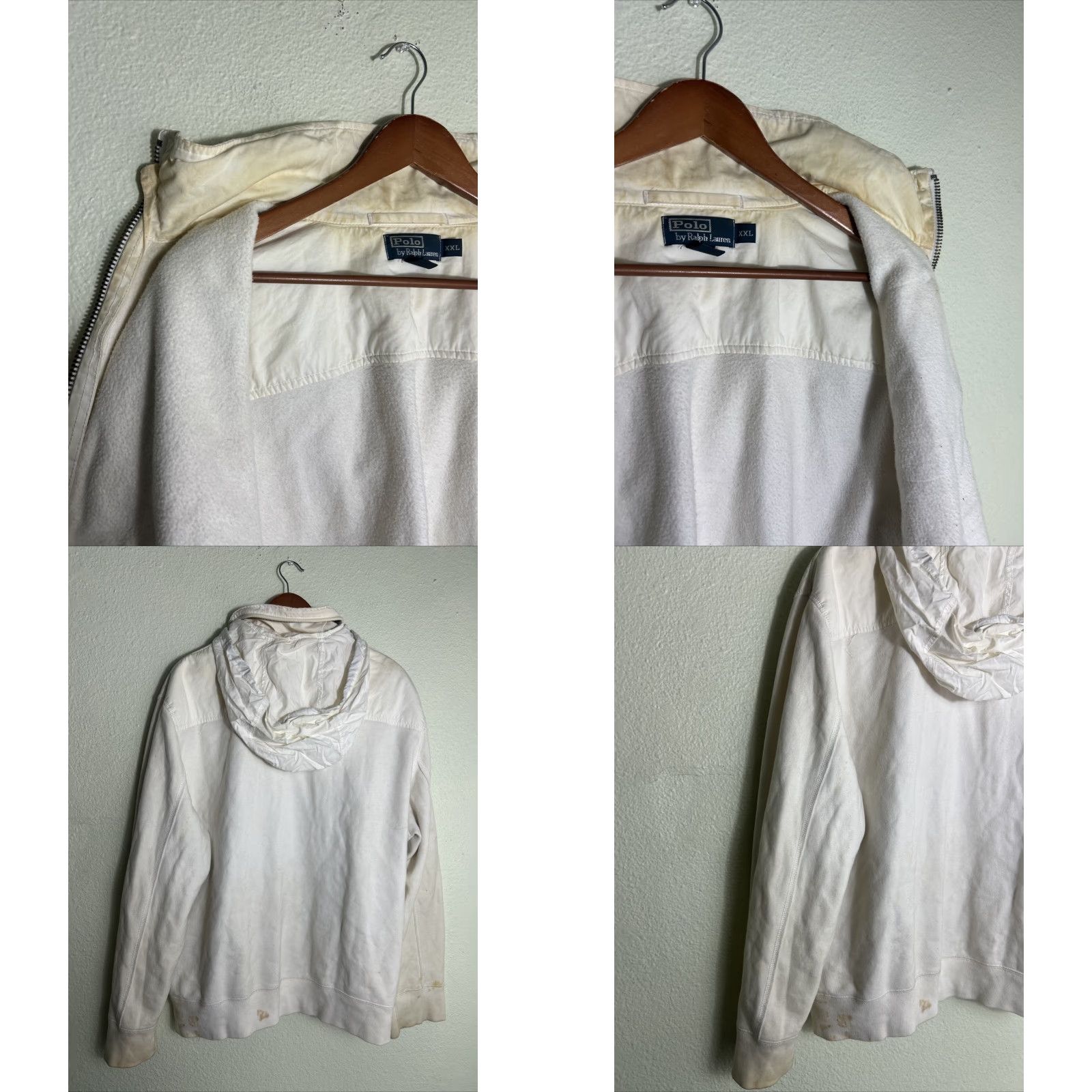 Polo Ralph Lauren VINTAGE Polo Ralph Lauren Hoodie Sweatshirt 2XL White Mens Full Zip Hooded Stains Size US XXL / EU 58 / 5 - 10 Thumbnail