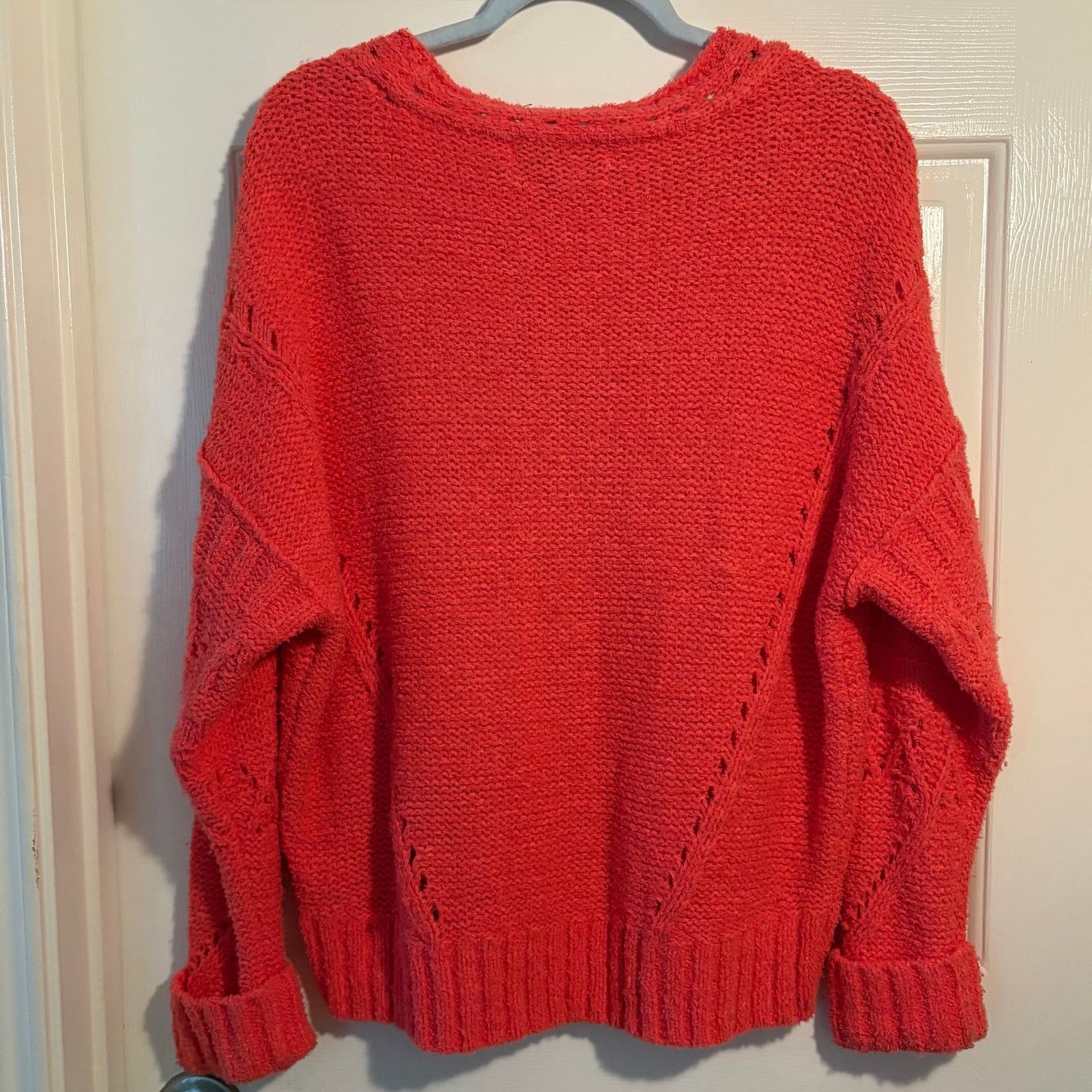 Anthropologie Anthropologie Pilcro Oversized V-Neck Coral Knit Sweater XS Size XS / US 0-2 / IT 36-38 - 3 Thumbnail