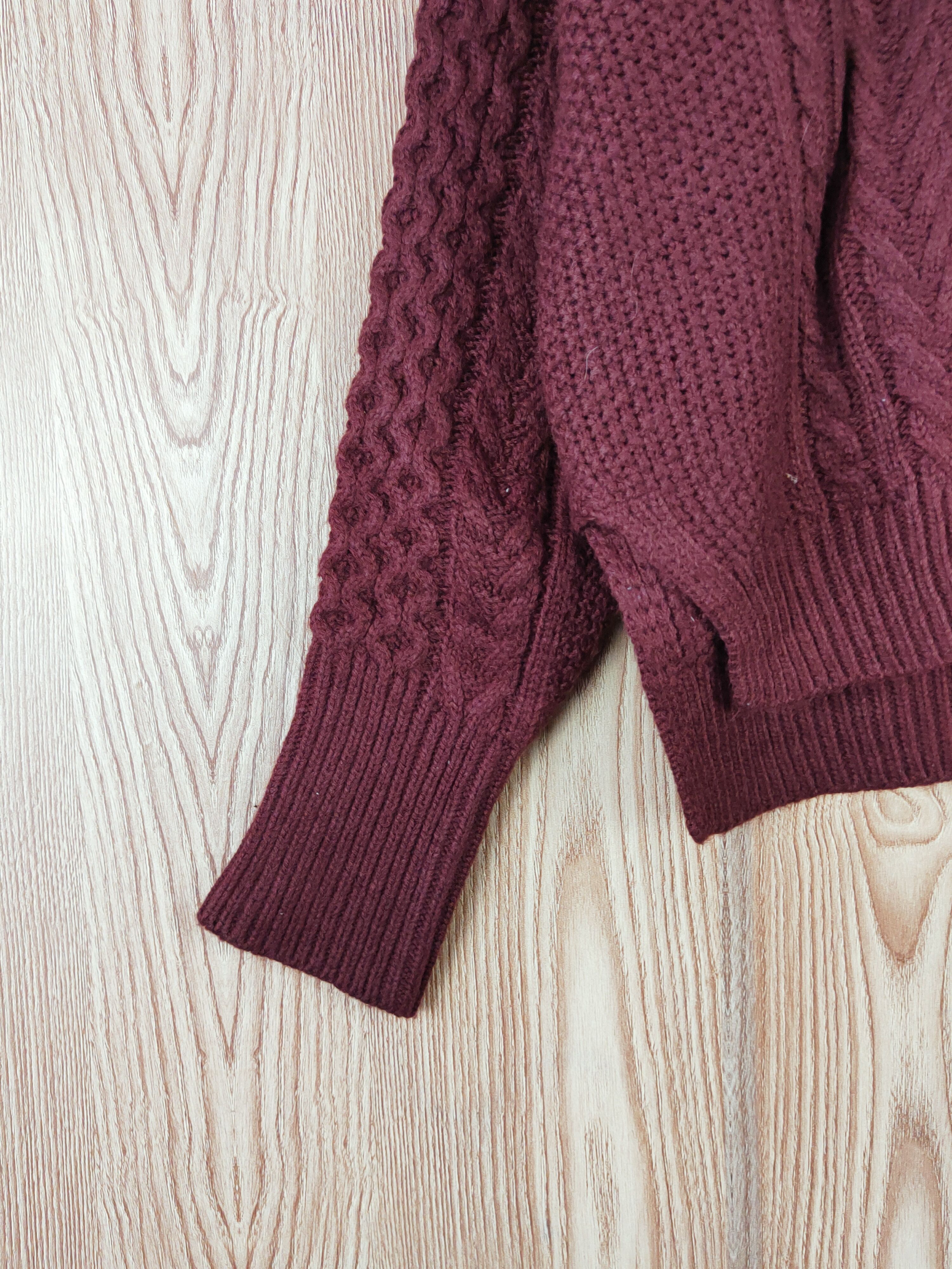 Aran Isles Knitwear × GU × Japanese Brand GU Maroon cable Knitwear Sweatshirts #W731 Size L / US 10 / IT 46 - 4 Thumbnail