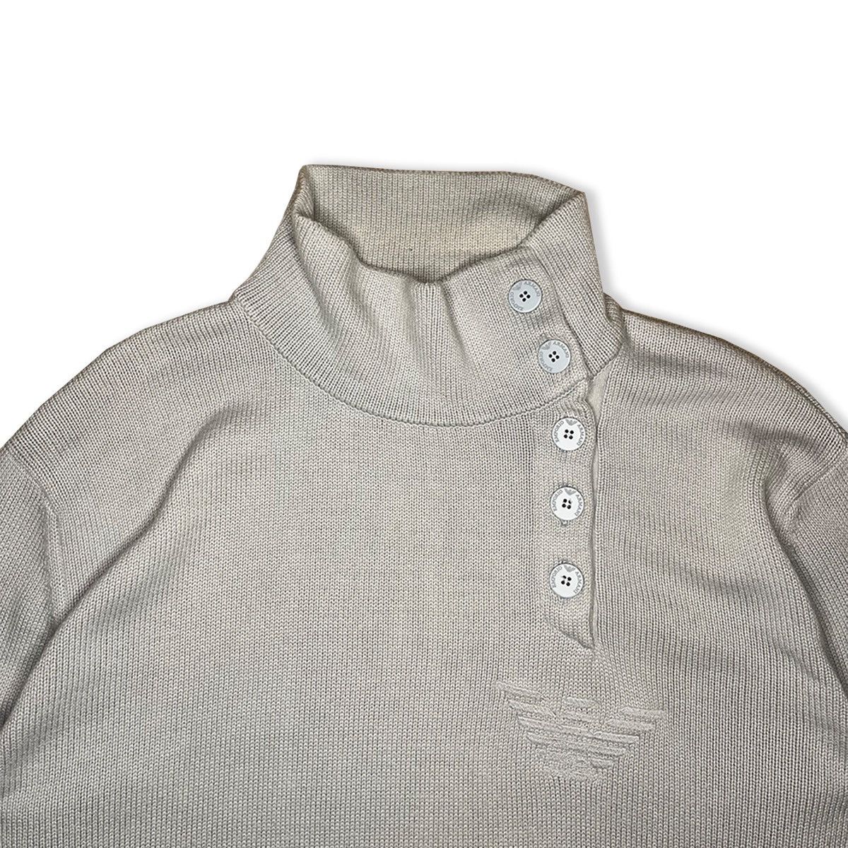 Emporio Armani 90’s Emporio Armani Asymmetric Sidewinder Knit Polo Shirt Size US XXL / EU 58 / 5 - 5 Thumbnail