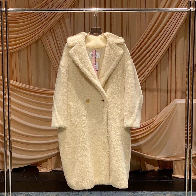 Max Mara Style Milk White Long Teddy Coat