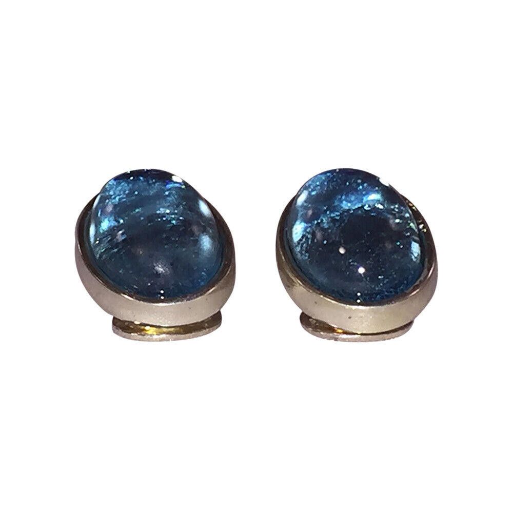 Dior Christian Oval Light Blue Jelly Belly Silver Tone Earrings Size ONE SIZE - 3 Thumbnail