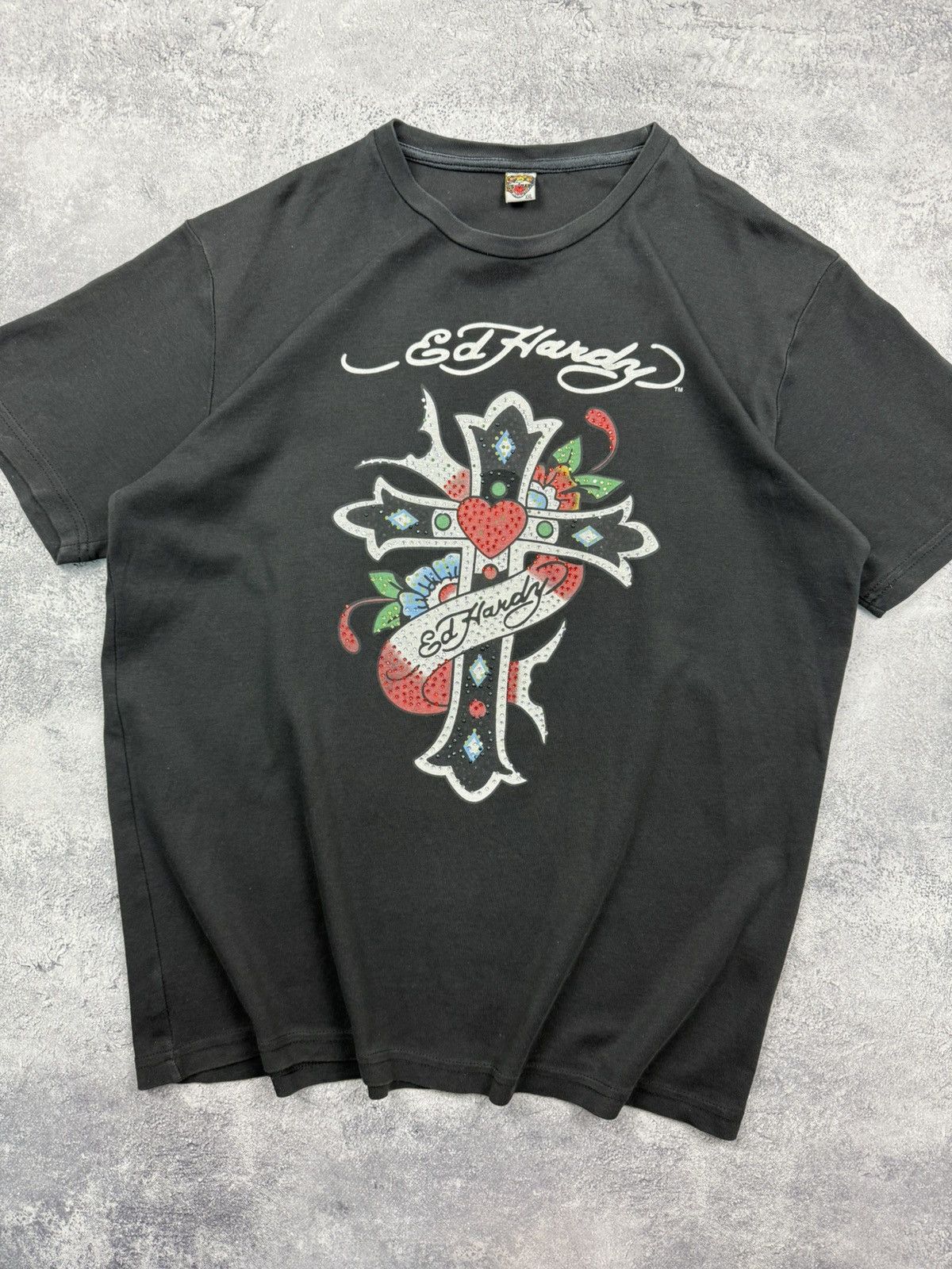 Ed Hardy Vintage Y2K Ed Hardy By Christian Audigier T-Shirt Cross Tee Size US XL / EU 56 / 4 - 7 Thumbnail