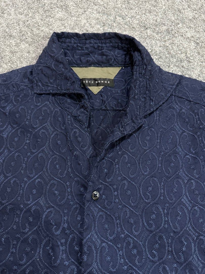 Issey Miyake × Japanese Brand × Tete Homme Tetehome by Issey Miyake mens shirt Embroidery Size US M / EU 48-50 / 2 - 2 Thumbnail