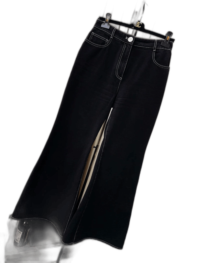 Chanel Chanel 23B Black Flared Denim Jeans Size 37" - 1 Thumbnail
