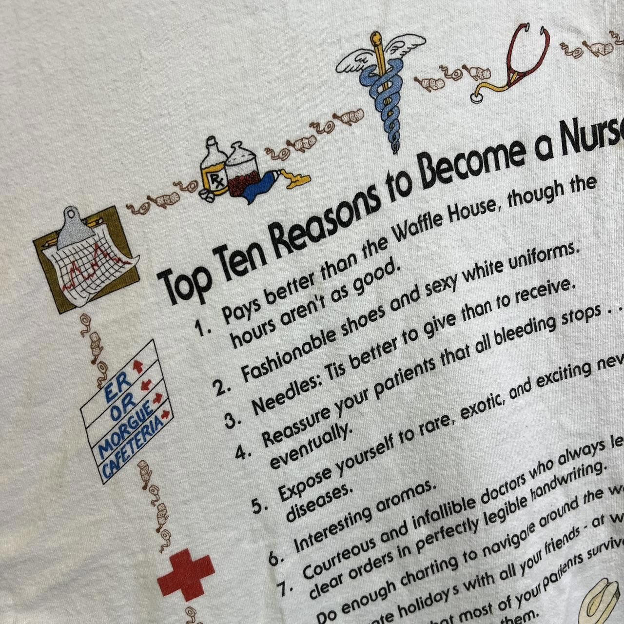 Designer Nurse Humor Tee - Top Ten Reasons to Become a Nurse Size US L / EU 52-54 / 3 - 4 Thumbnail