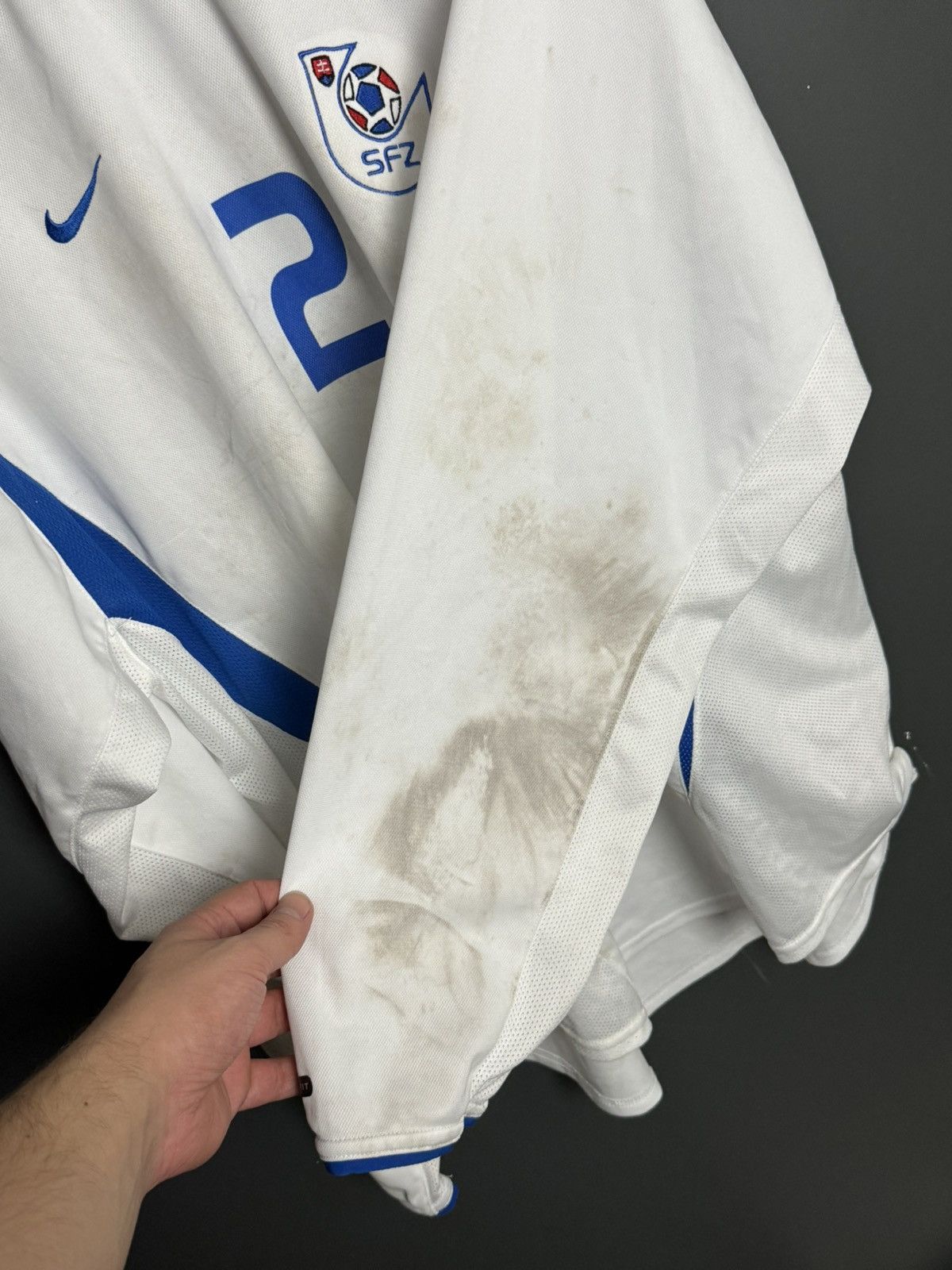 Nike Slovakia National Team 02/03 Home Football Match Worn Jersey Size US XL / EU 56 / 4 - 12 Thumbnail