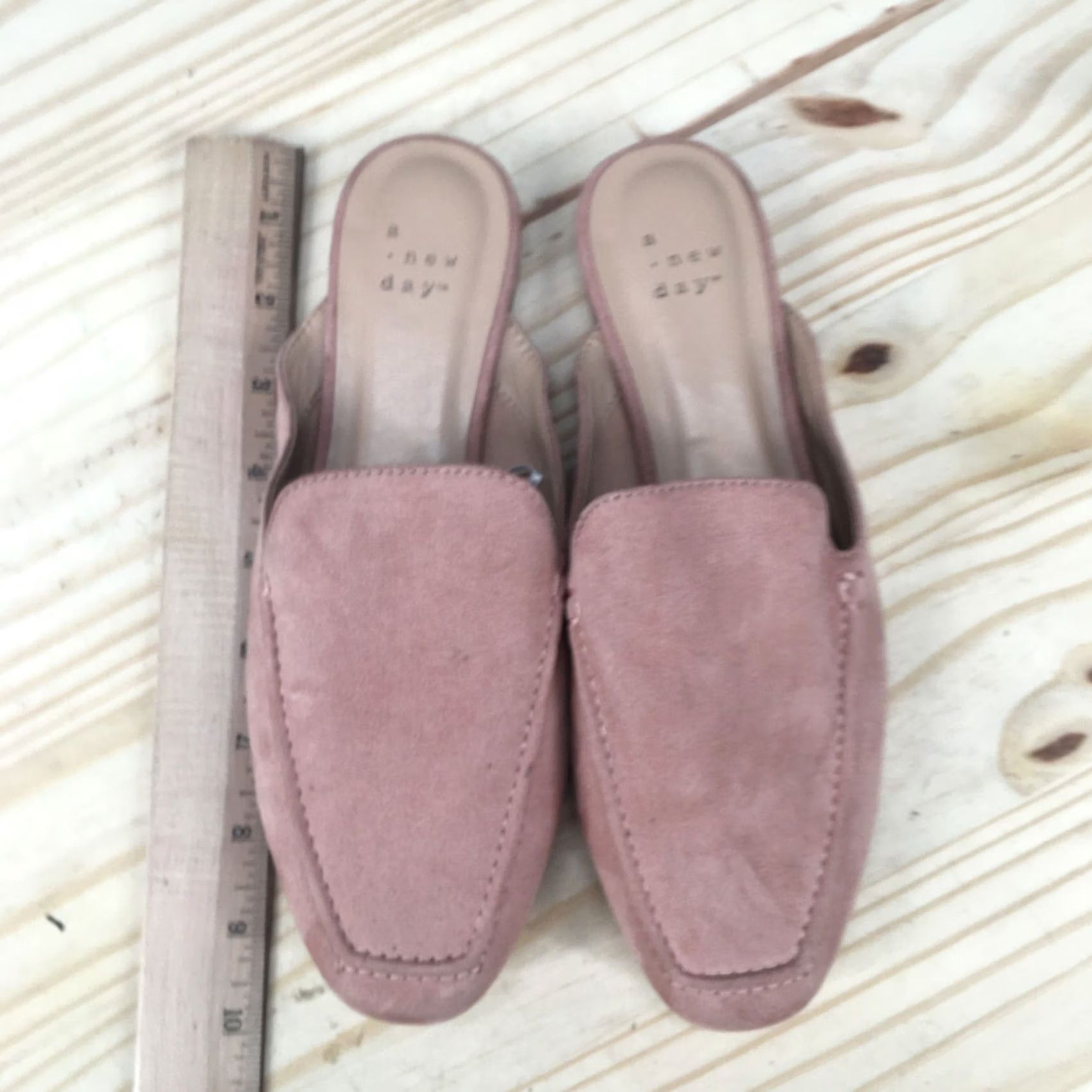 Vintage A New Day Mules Womens 6 Mabel Slip On Pink Suede Square Toe Casual Flats Size US 6 / IT 36 - 6 Thumbnail