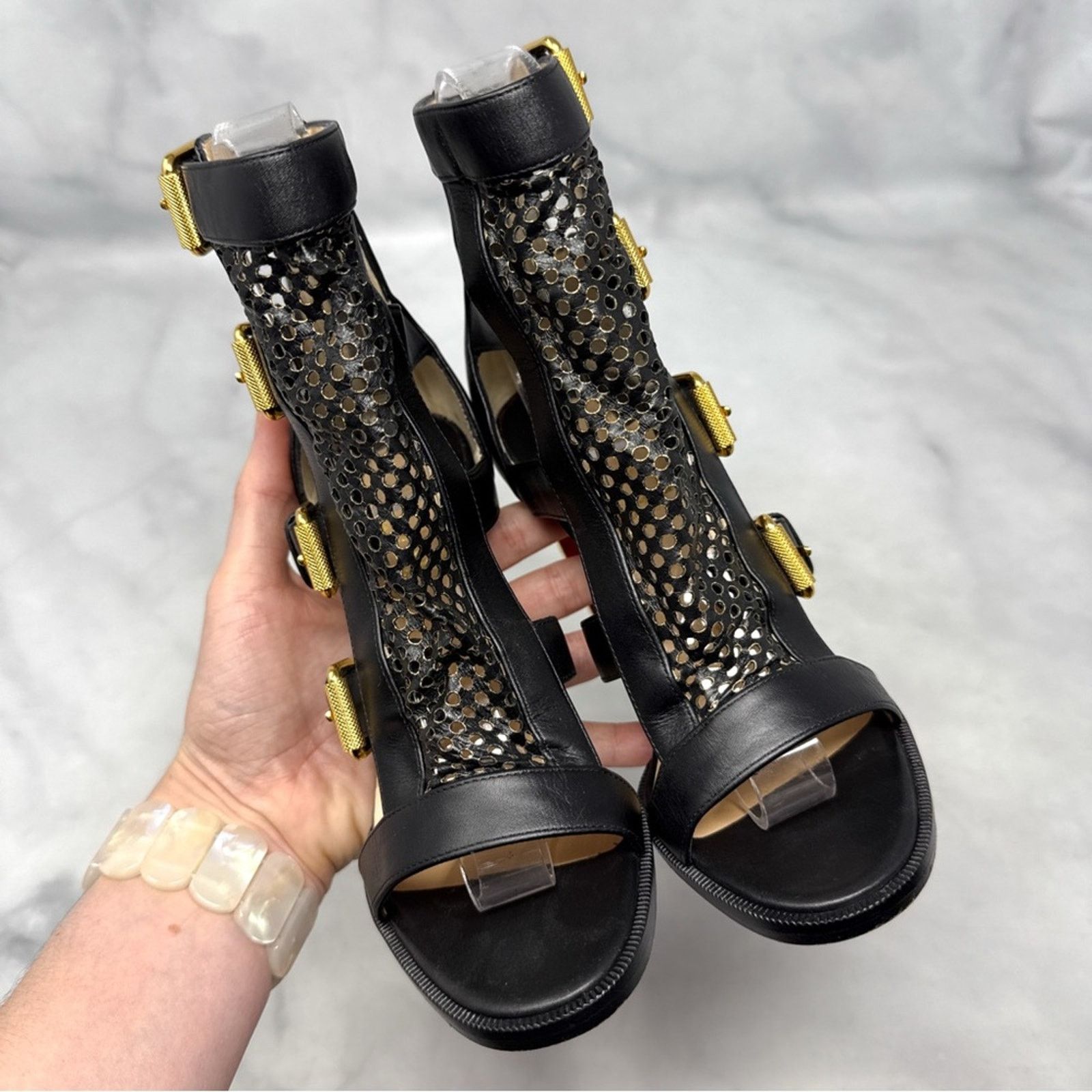 Christian Louboutin Christian Louboutin Fencing Leather Gladiator Bootie Heels Size US 4.5 / IT 34.5 - 5 Thumbnail