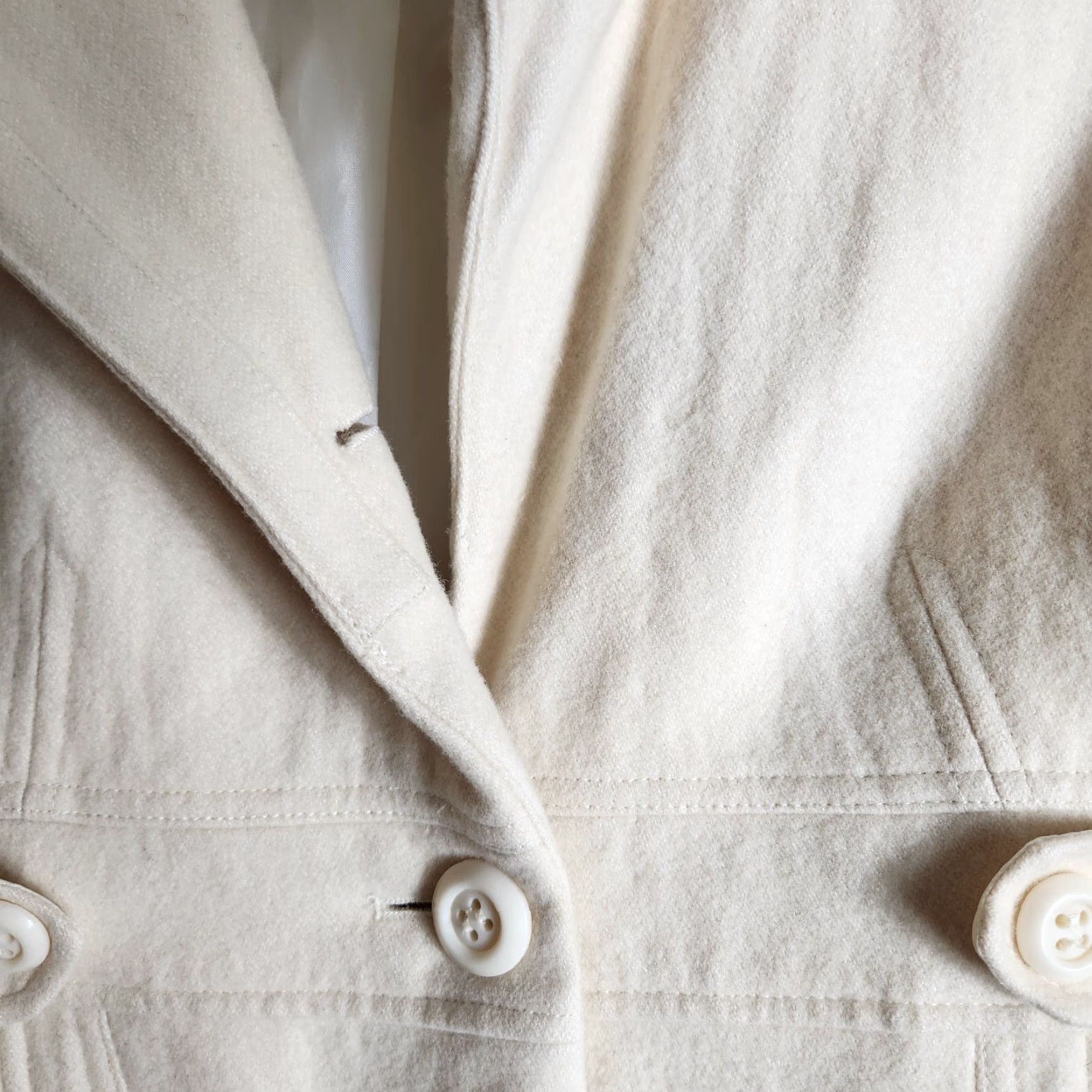 Vintage Grane Womens Y2K Wool Blend Cream Buttonfront Coat-Size L Size L / US 10 / IT 46 - 4 Thumbnail