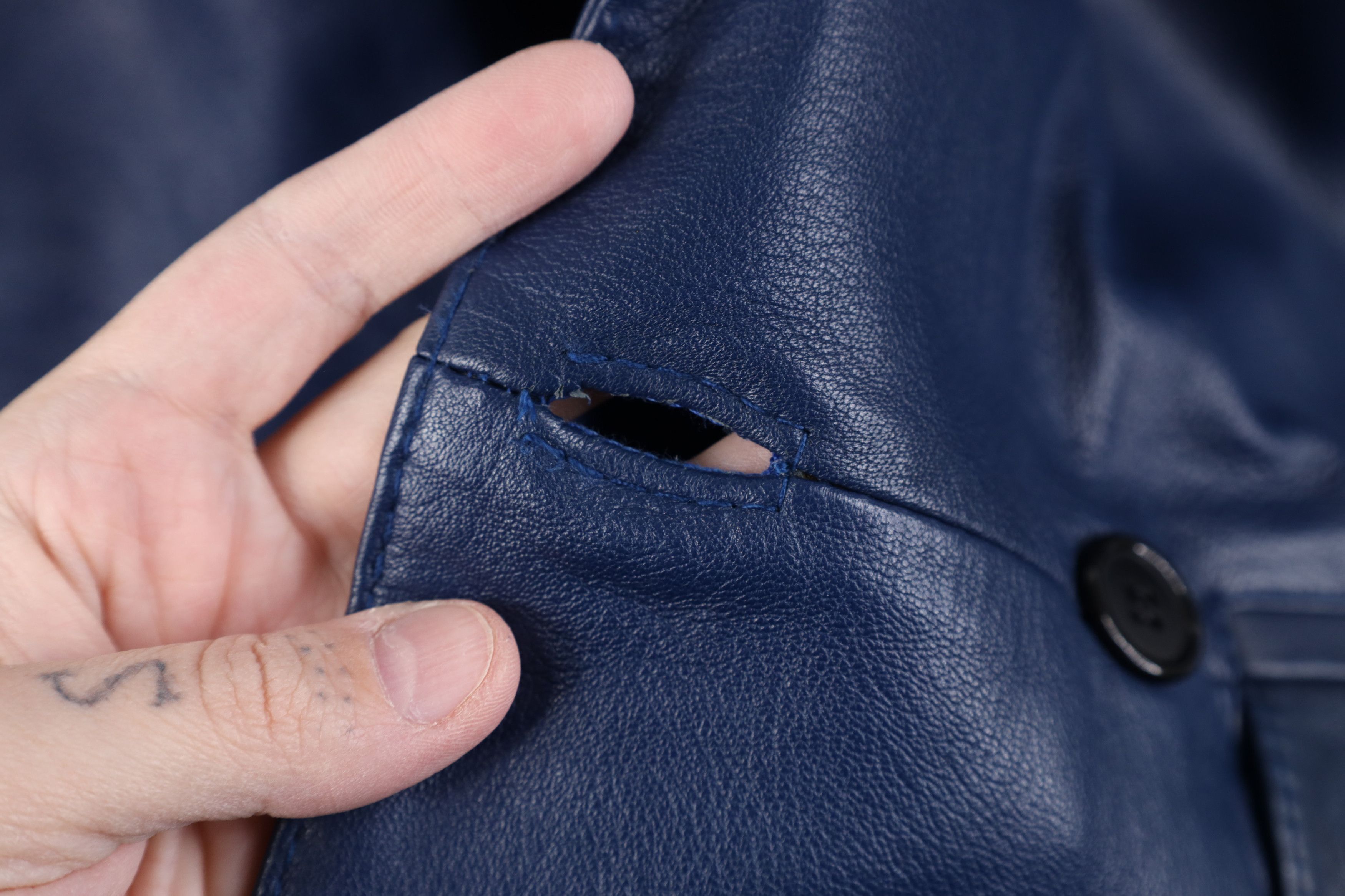 Vintage Vintage 90s Streetwear Leather Suit Coat Blazer Jacket Blue Size US M / EU 48-50 / 2 - 5 Thumbnail