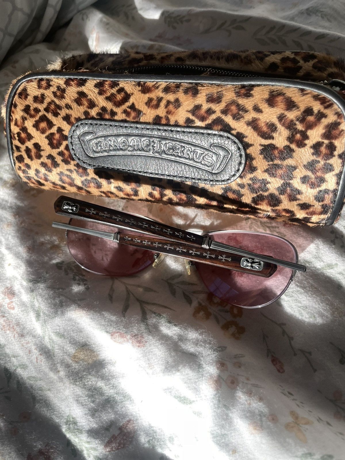 Chrome Hearts Chrome Hearts Pink Aviator Glasses with Leopard Case Size ONE SIZE - 3 Thumbnail