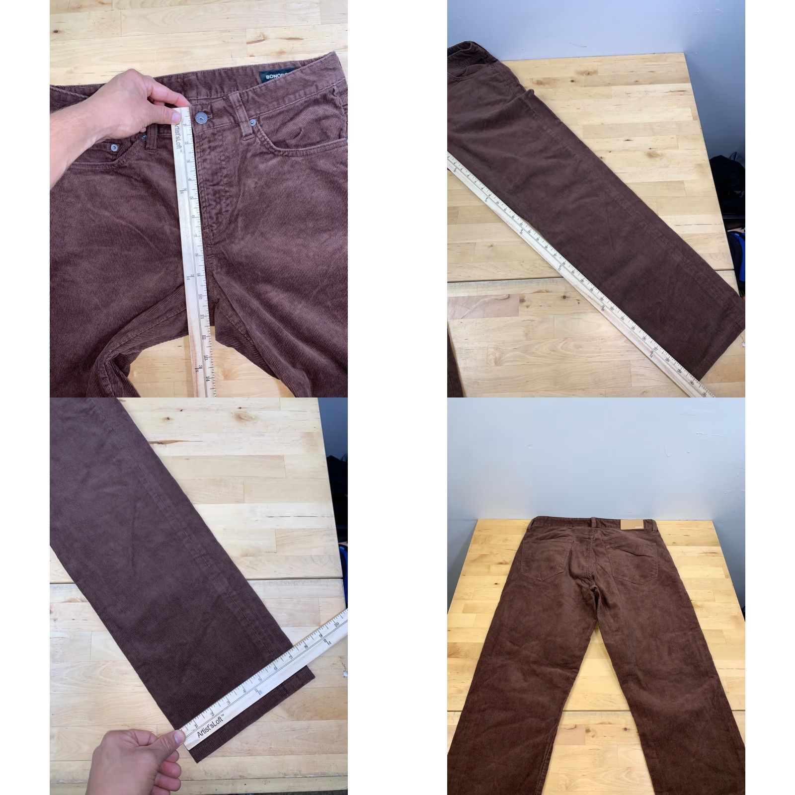 Bonobos Bonobos Pants Mens Slim Corduroy Brown 31x32 Regular Waist 31 Inseam 32 Flat Front Button Closure Straight Leg Casual 12148 Size US 31 - 8 Thumbnail