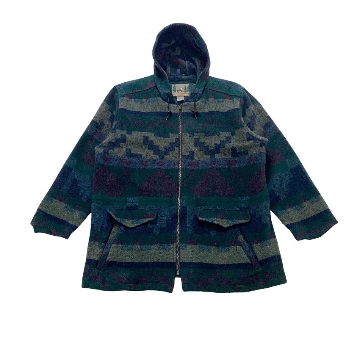 Japanese Brand ⚡️Vintage Eastern Mountain Sports wool printed zipper hoodie Size US M / EU 48-50 / 2 - 1 Thumbnail