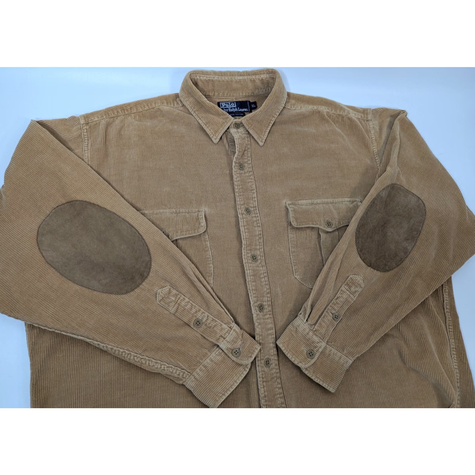 Polo Ralph Lauren VTG Polo Ralph Lauren Shirt Polo Ralph Lauren Men's XL Tan Corduroy Suede Elbow Long Sleeve Cotton Shirt Size US XL / EU 56 / 4 - 2 Thumbnail
