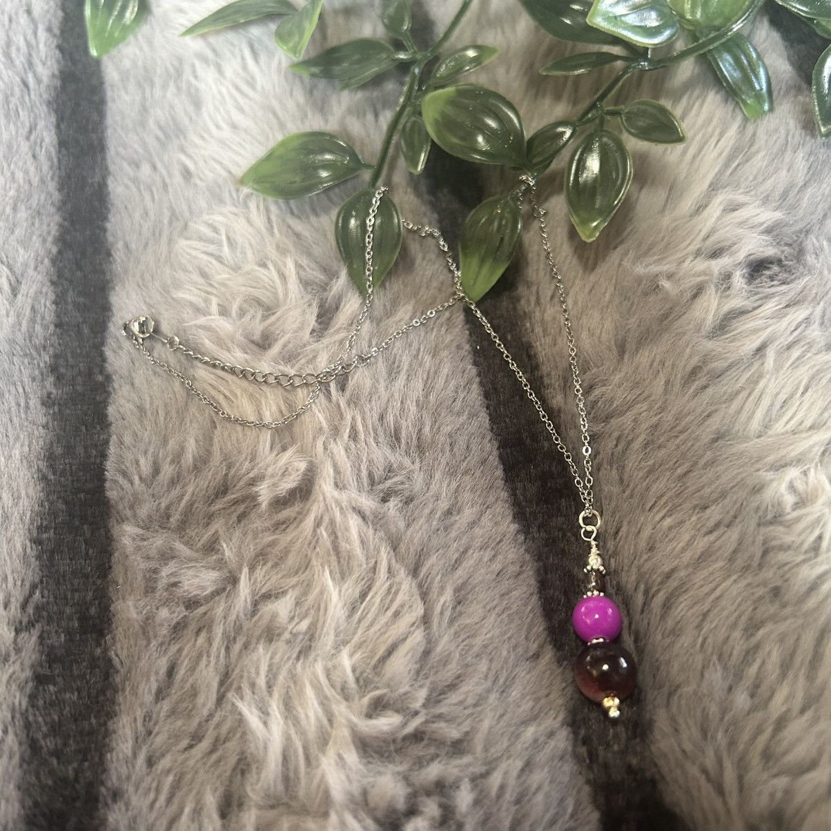 Handmade Handcrafted art glass bead drop pendant on chain necklace Size ONE SIZE - 6 Thumbnail