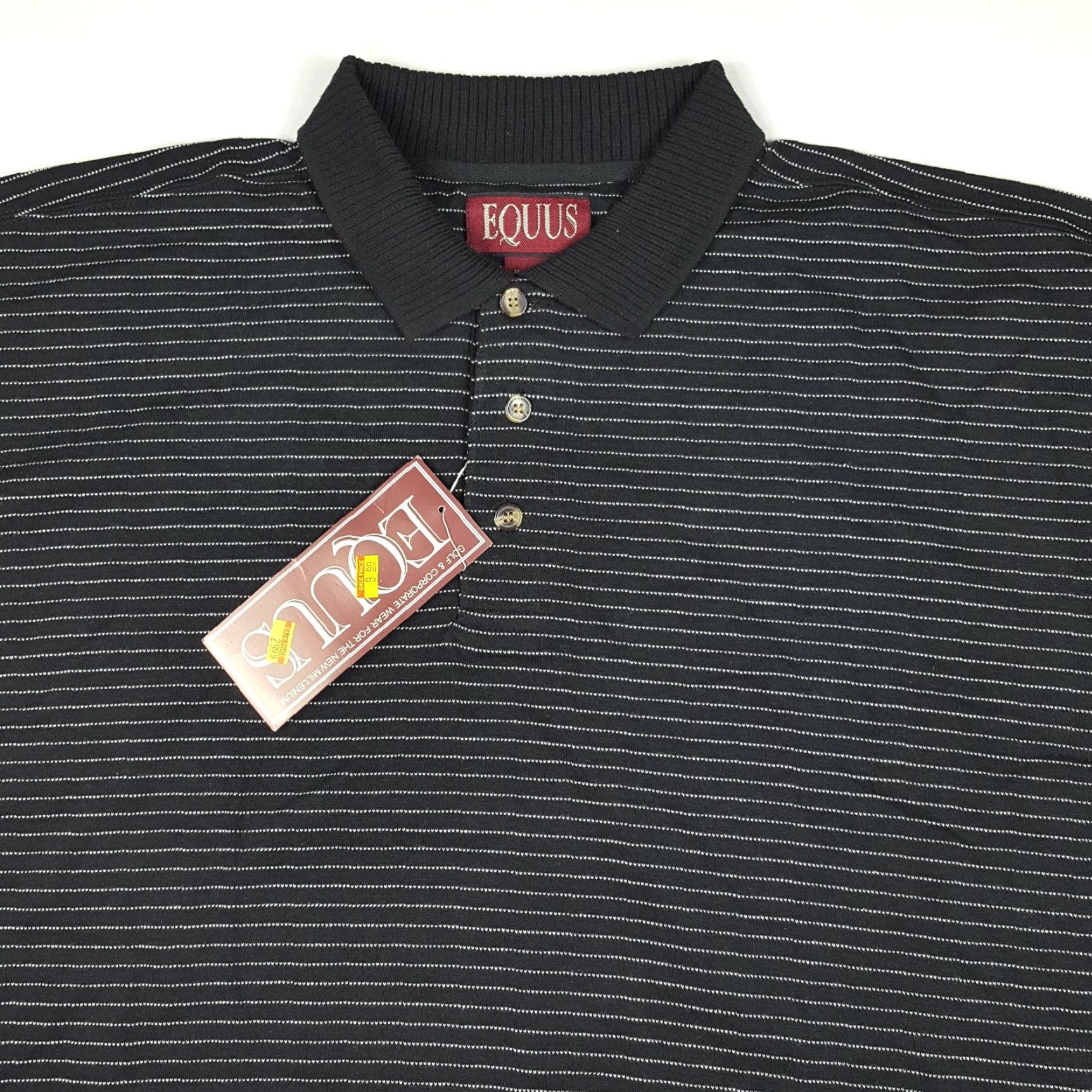 Vintage VINTAGE Equus Golf Onyx Striped Mens Size XL Black Short Sleeve Casual Sports Polo Shirt Size US XL / EU 56 / 4 - 2 Thumbnail