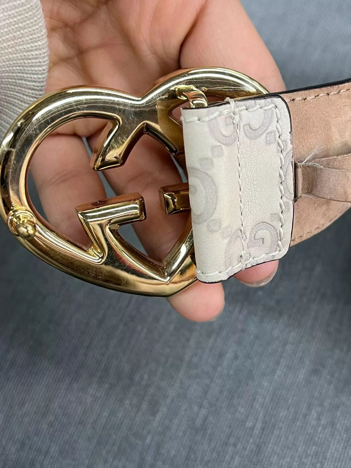 Gucci Gucci Heart Buckle Cream White Belt 99 New Size 85 Size ONE SIZE - 3 Thumbnail