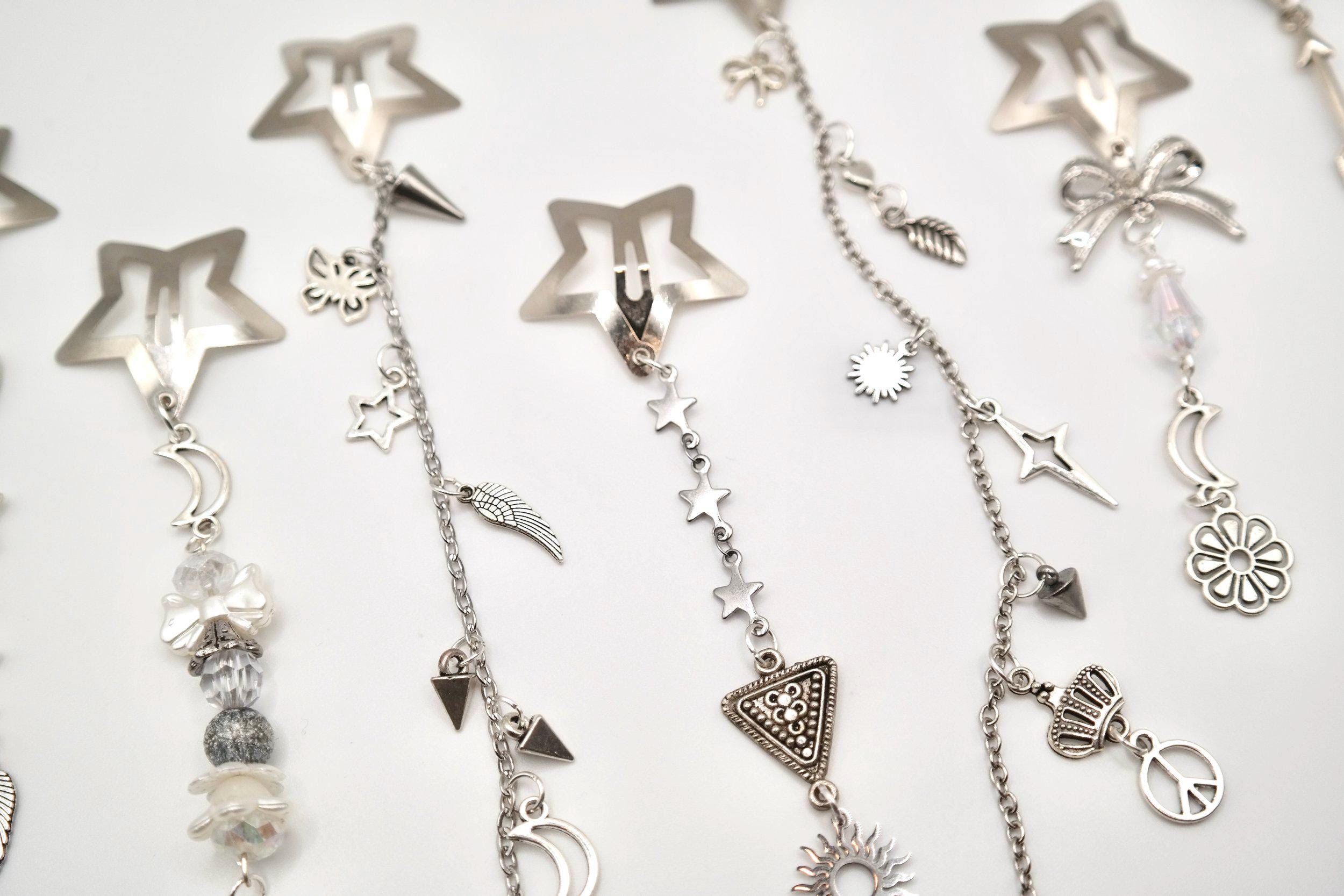 Handmade Silver Star Decorated Hair Clips Size ONE SIZE - 2 Thumbnail