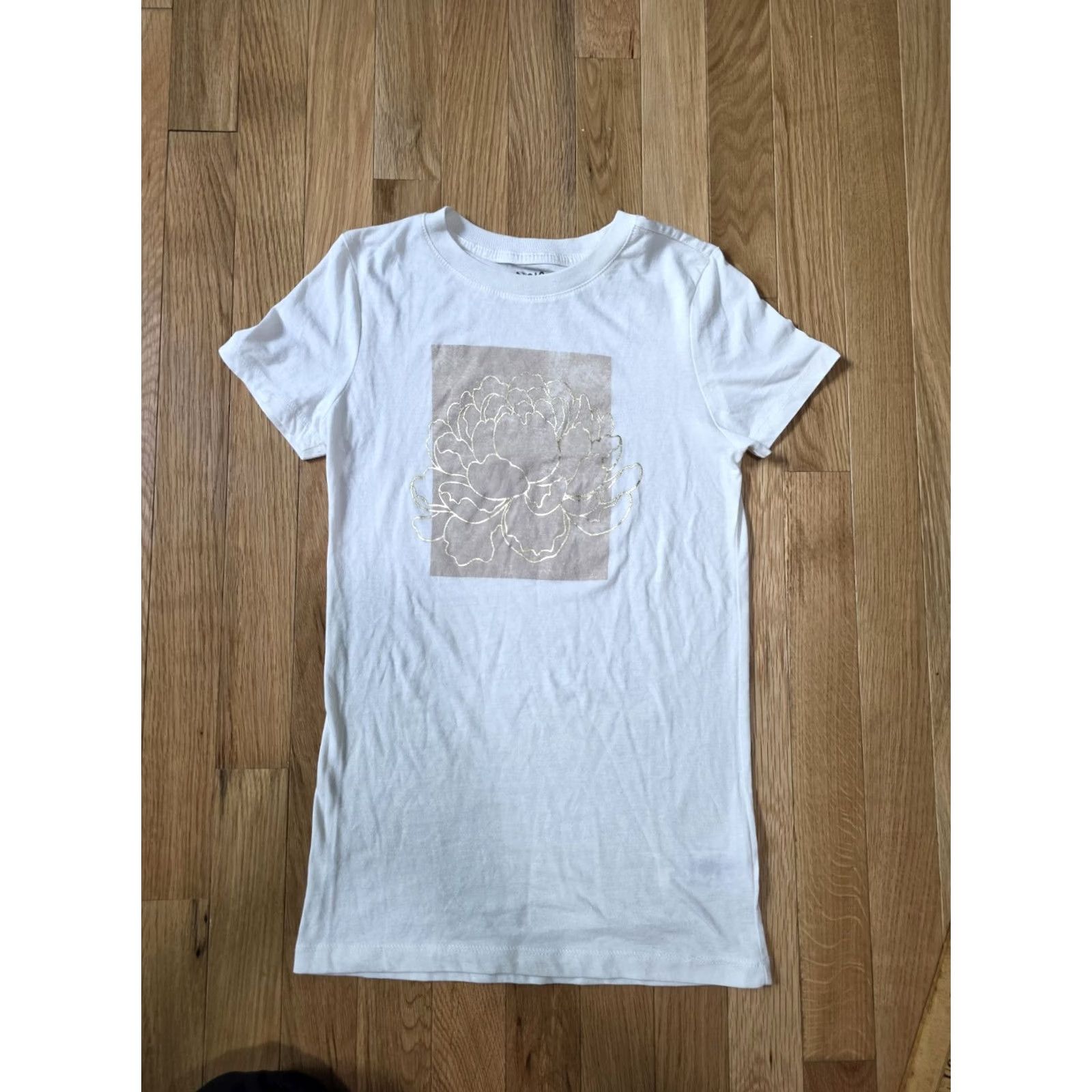 Vintage Aero Aeropostale XS Floral Box Foil Graphic Tee Crew Neck Women White Shirt Size XS / US 0-2 / IT 36-38 - 5 Thumbnail