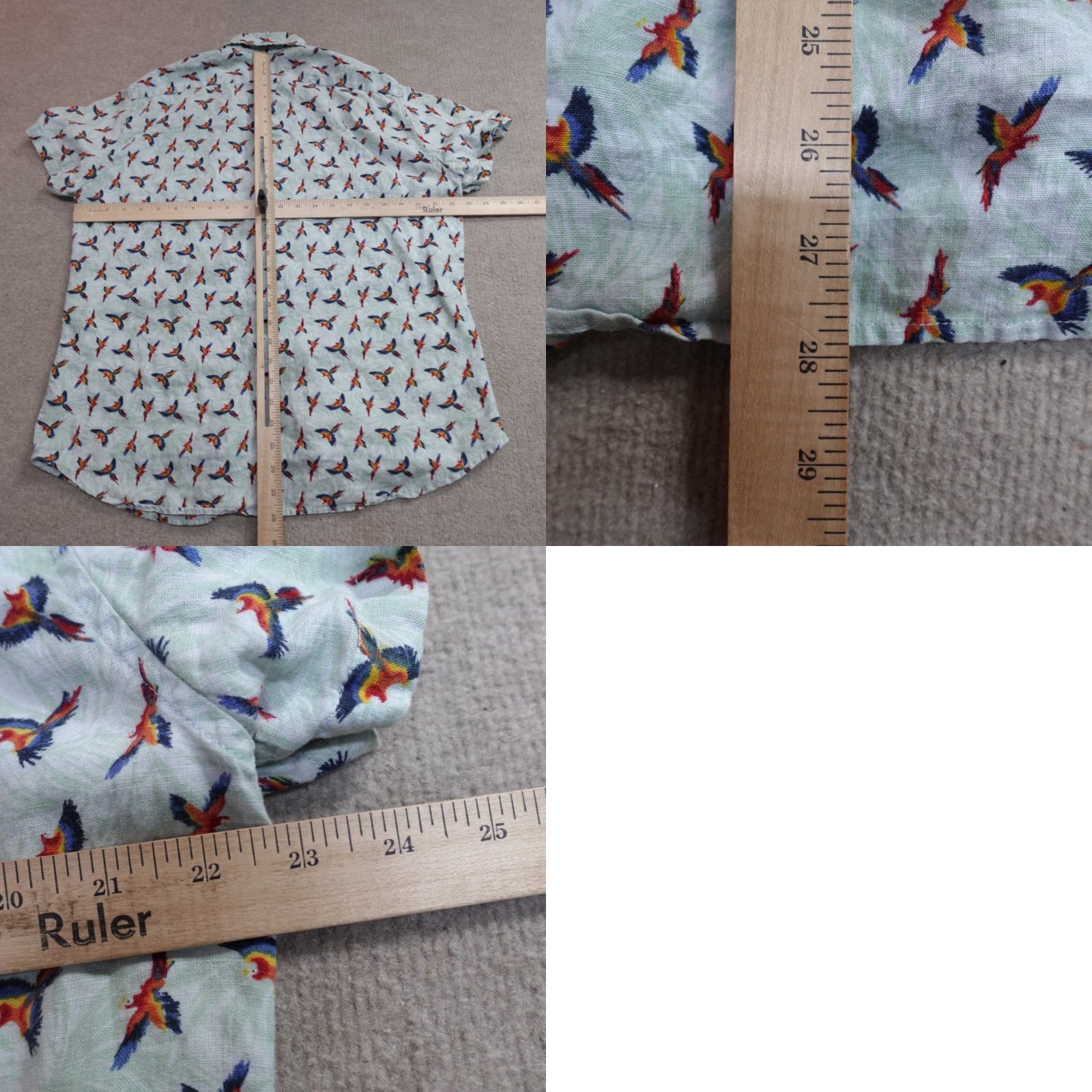 J.Crew J.Crew Shirt Large Blue Linen All Over Parrots Slim Button-Up Short Sleeve Mens 100% Linen Blue Geometric Pattern Regular Size L Size US L / EU 52-54 / 3 - 8 Thumbnail