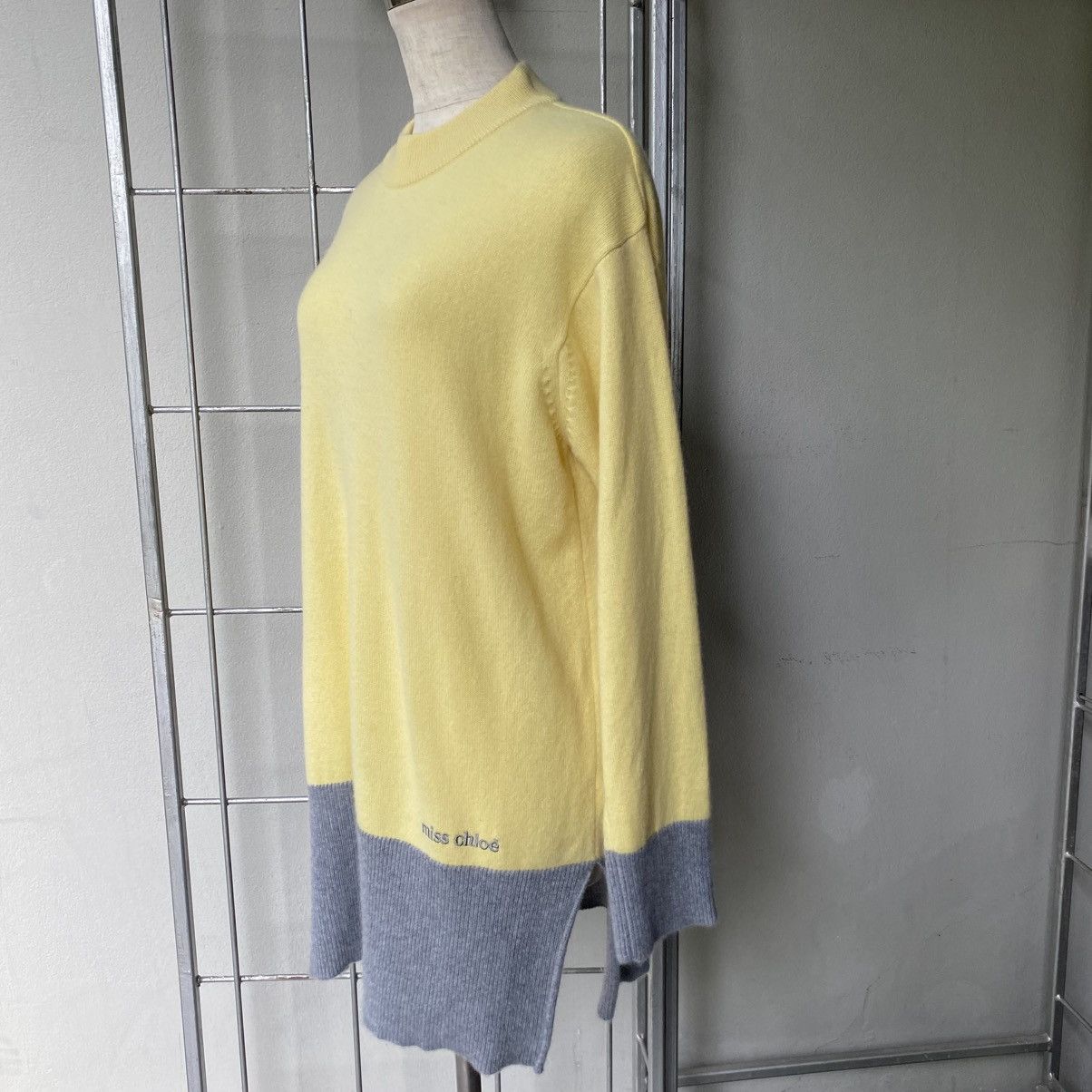 Chloe Miss chloe Yellow and Gray Colorblock Knit Sweater Dress Size S / US 4 / IT 40 - 17 Thumbnail