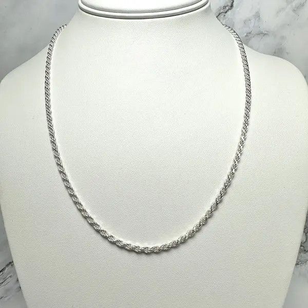 Jewelry Silver Chain Solid .925 Silver Rope Chain 3MM 20 Inches Size ONE SIZE - 7 Thumbnail