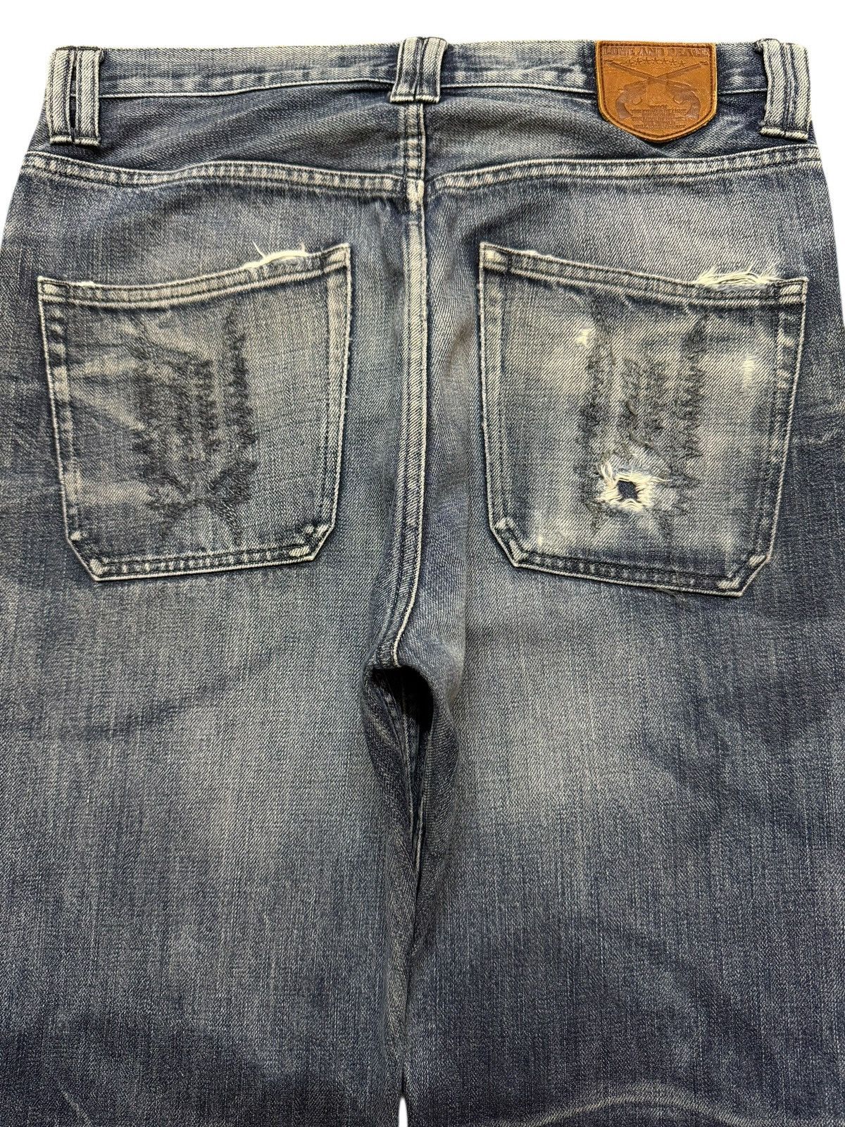 Roar Vintage 90s Japan Roar Blue Faded Wash Whisker Distressed Size US 32 / EU 48 - 5 Thumbnail
