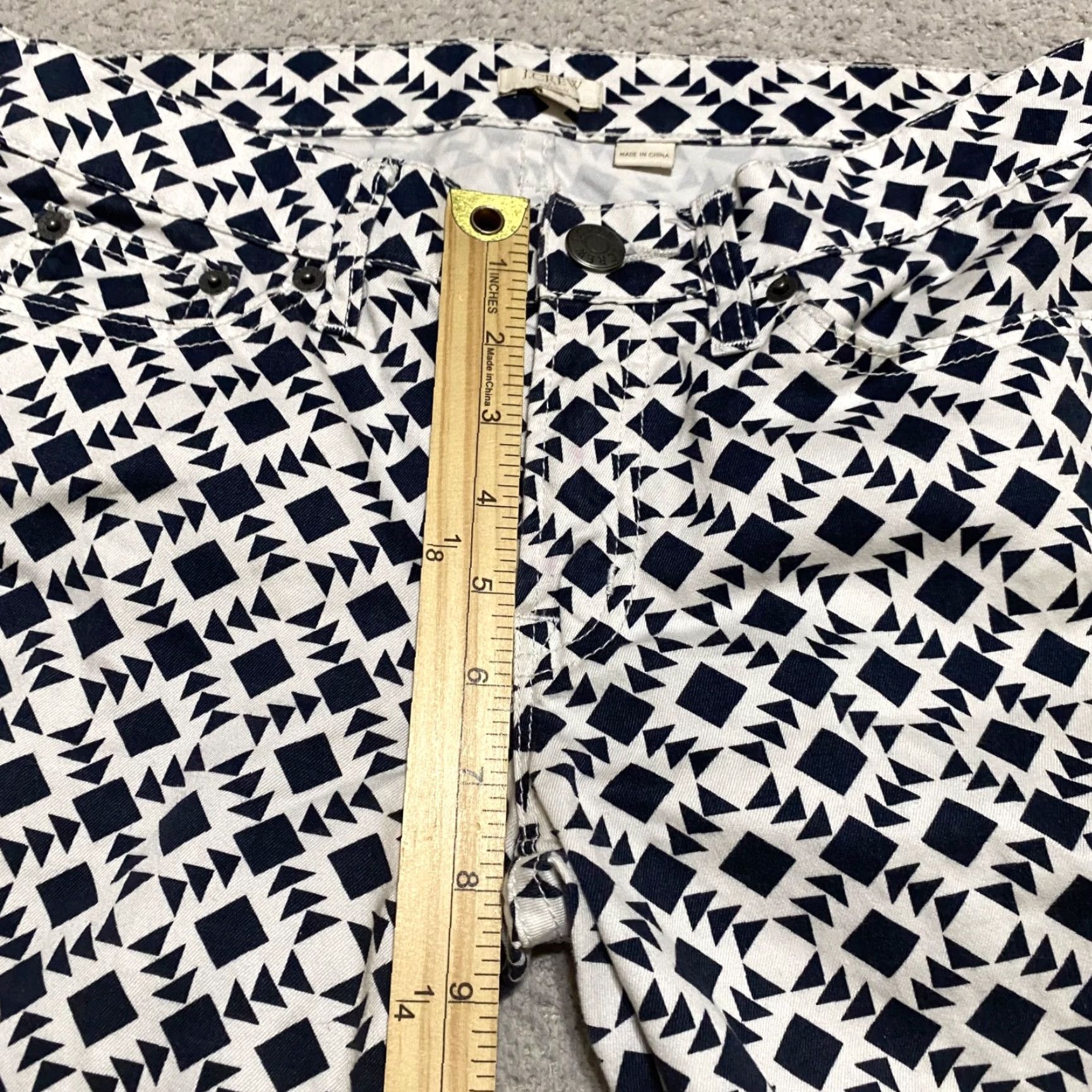J.Crew J. Crew Womens 28 Jeans Black Geometric Skinny Low Rise Size 28" / US 6 / IT 42 - 7 Thumbnail