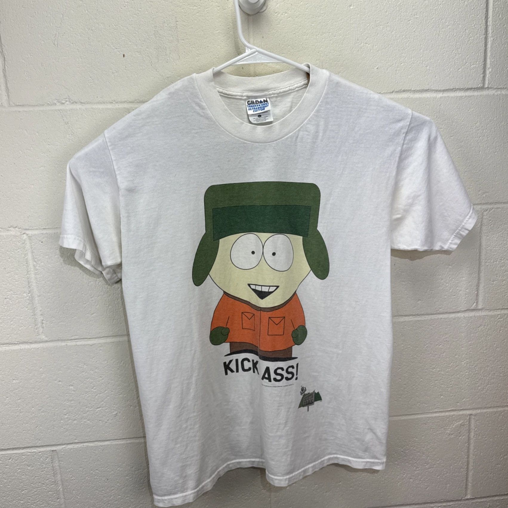 Vintage VINTAGE South Park T-Shirt Kyle Kick Ass Graphic Tee White Large 1990s Comedy Central Unisex Size US L / EU 52-54 / 3 - 2 Thumbnail