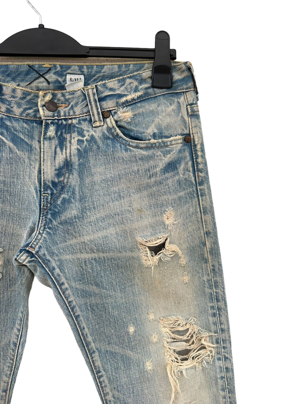 Japanese Brand Rivet & Blue Japan Distressed Muddy Denim Jeans Size US 30 / EU 46 - 10 Thumbnail