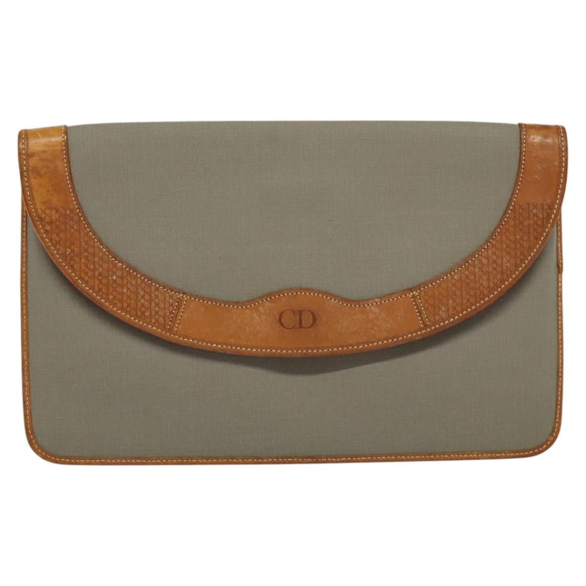 Oblique Grey Canvas Clutch Bag (Pre-Owned)