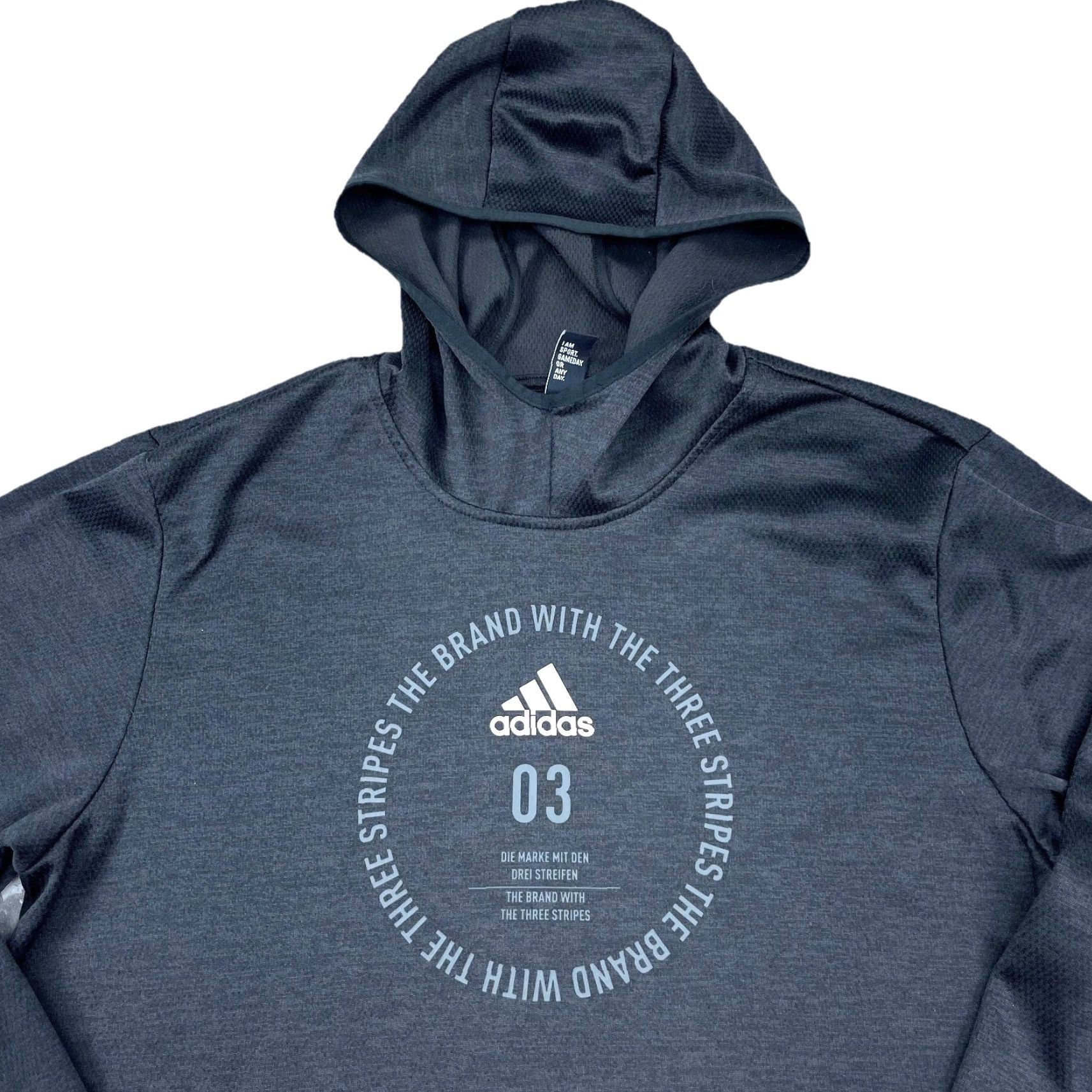 Adidas Adidas Hoodie Men Large Black Sweatshirt Active Pullover Mock Neck Logo Pocket Graphic Print Size US L / EU 52-54 / 3 - 2 Thumbnail