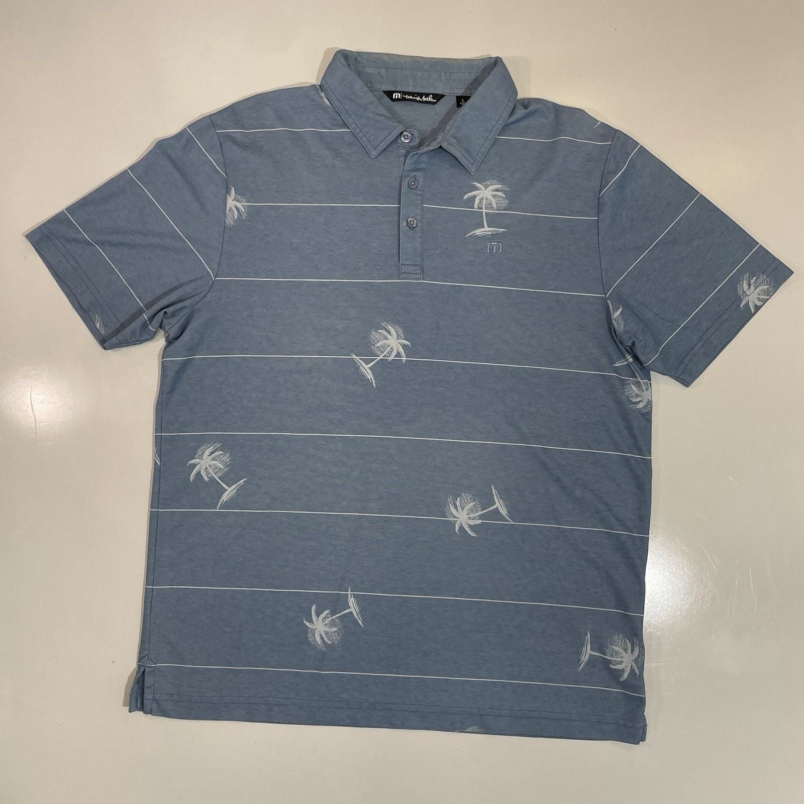 TravisMathew Travis Mathew Men’s Lg Short Sleeve Golf Polo Heather Blue Size US L / EU 52-54 / 3 - 1 Thumbnail