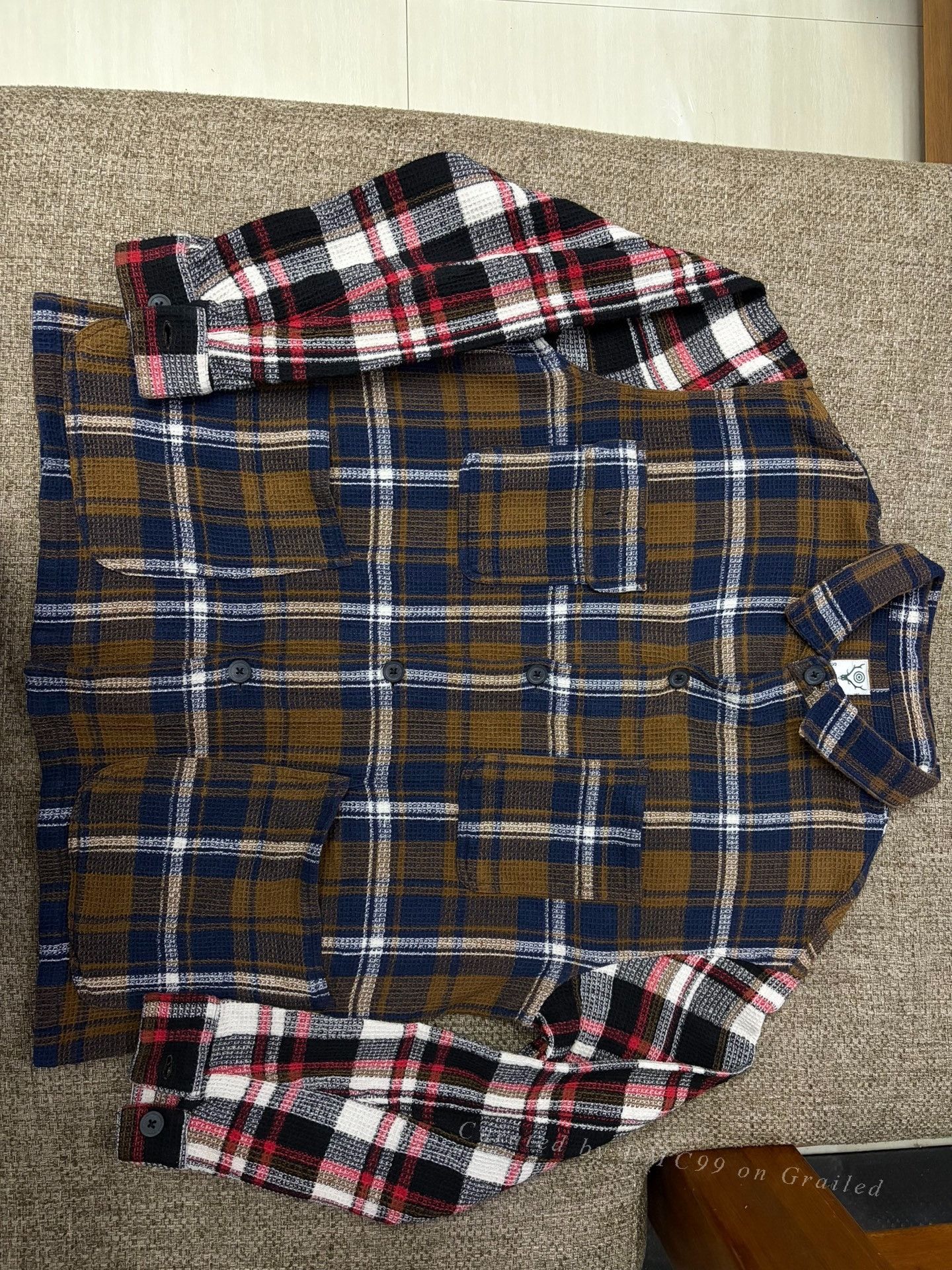 South2 West8 SOUTH2 WEST8 Four-Pocket Patchwork Flannel Shirt Size US S / EU 44-46 / 1 - 1 Thumbnail