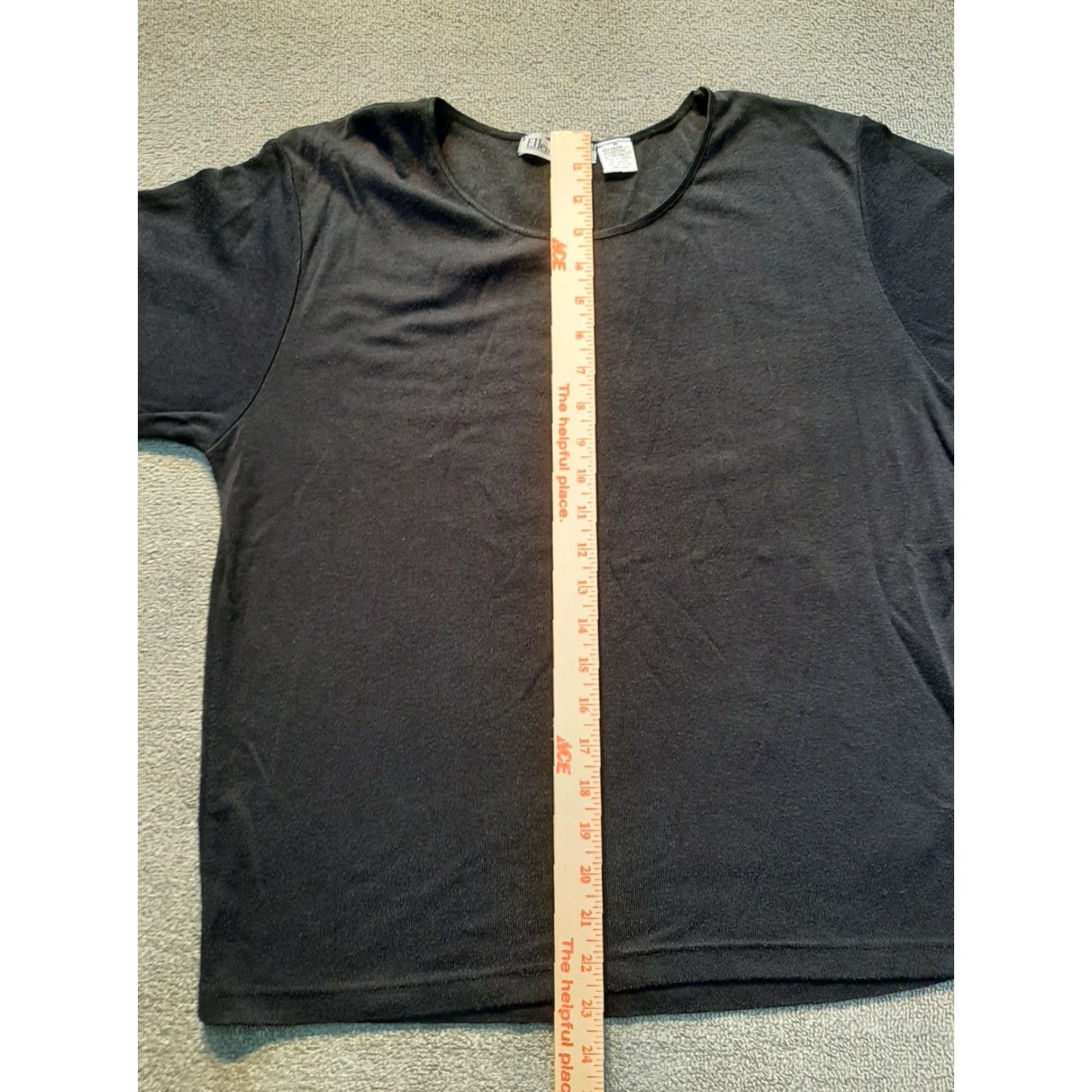 Vintage ELLEN Ashley Shirt Top Womens M Black Short Sleeve Round Neck Cotton Basic Solid Top Regular Vintage No Size M / US 6-8 / IT 42-44 - 3 Thumbnail