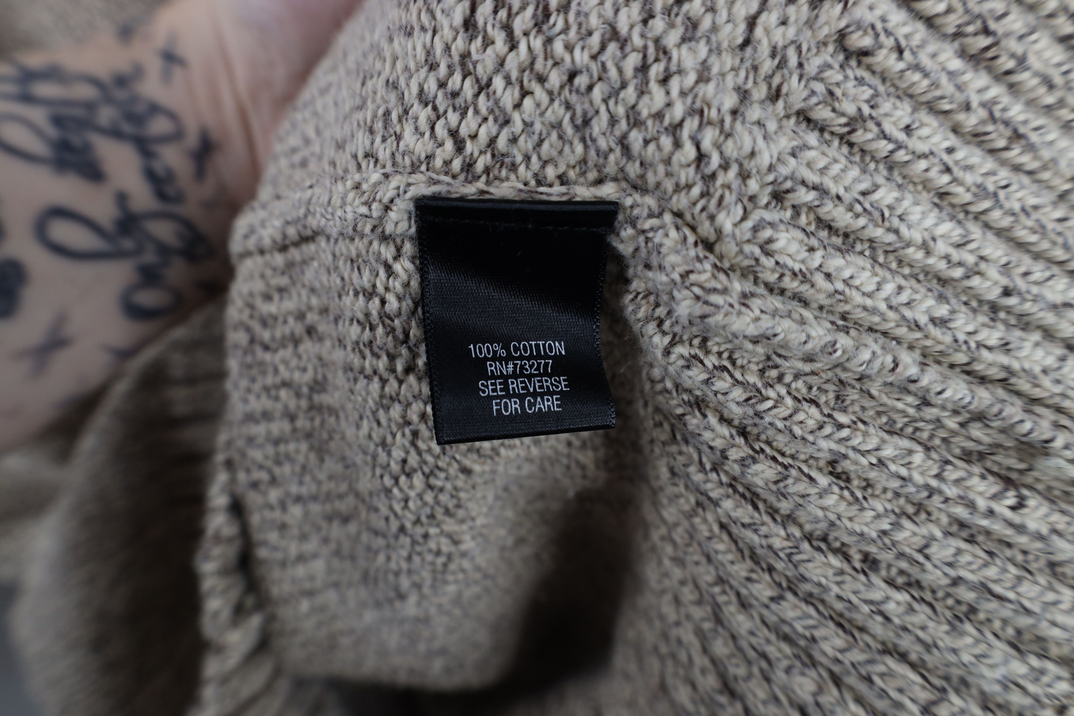 Vintage Vintage 90s Streetwear Distressed Knit Sweater Oatmeal Brown Size US L / EU 52-54 / 3 - 7 Thumbnail