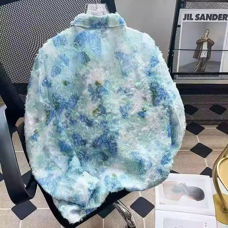 Vintage Blue Green Tie-Dye Fuzzy Placket Shirt Size M Size US M / EU 48-50 / 2 - 3 Thumbnail