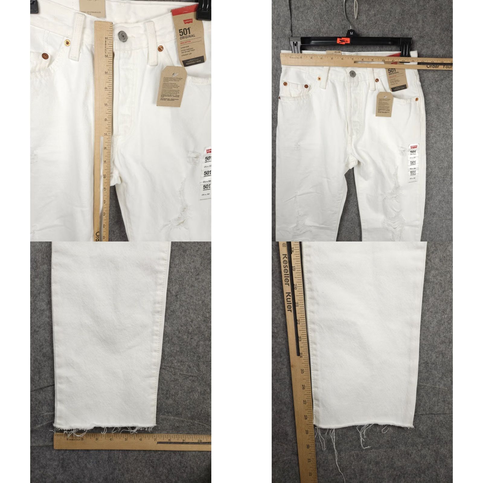 Levi's Levi's 501 Jeans Women's 25 30 White High-Rise Fitted Straight Leg Raw Hem NWT 90s Size 42" / US 20 - 8 Thumbnail