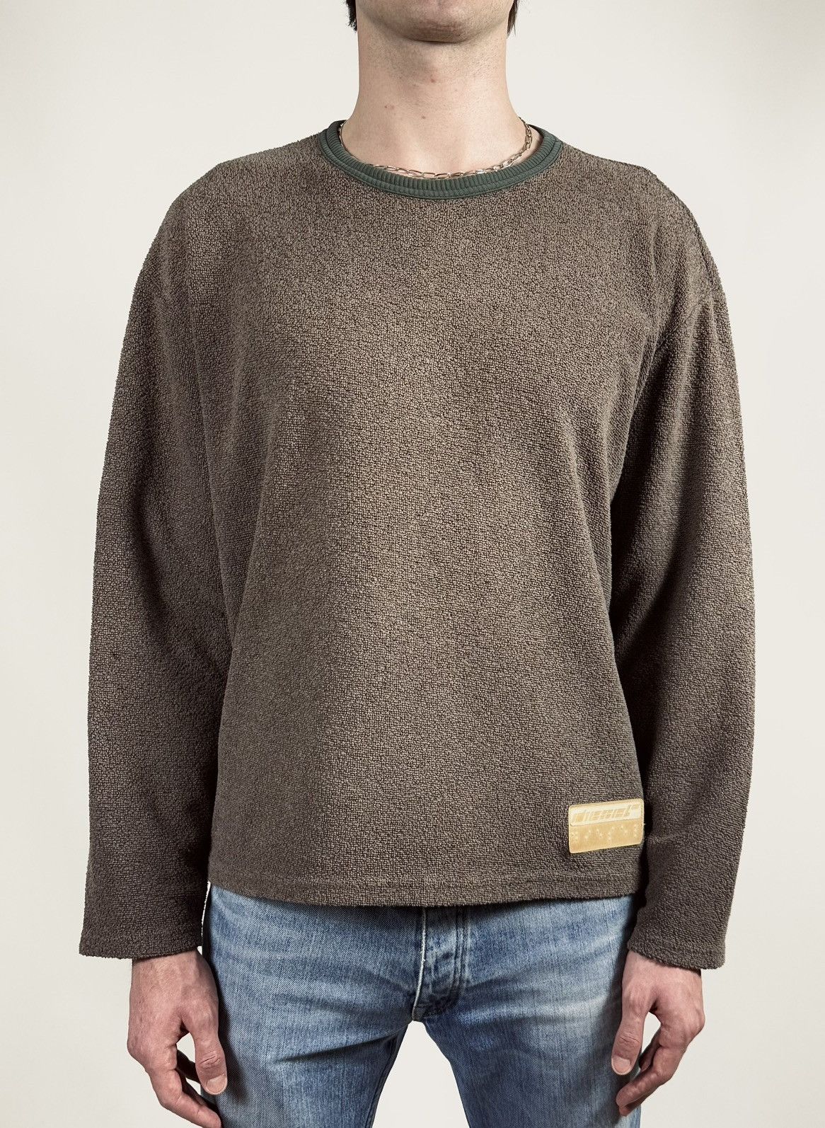 Diesel × Vintage 90s Vintage Diesel Rubber Logo Towel Knit Jumper Size US L / EU 52-54 / 3 - 5 Thumbnail
