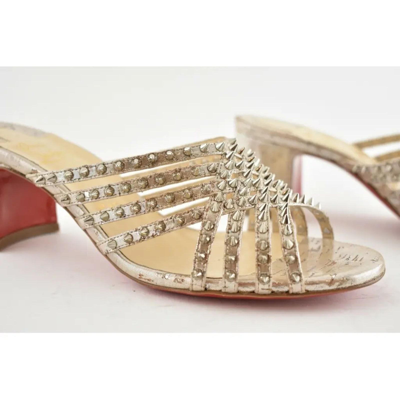 Christian Louboutin Christian Louboutin Marthaspike 55 Silver Open Sandal Mule Size US 6.5 / IT 36.5 - 5 Thumbnail